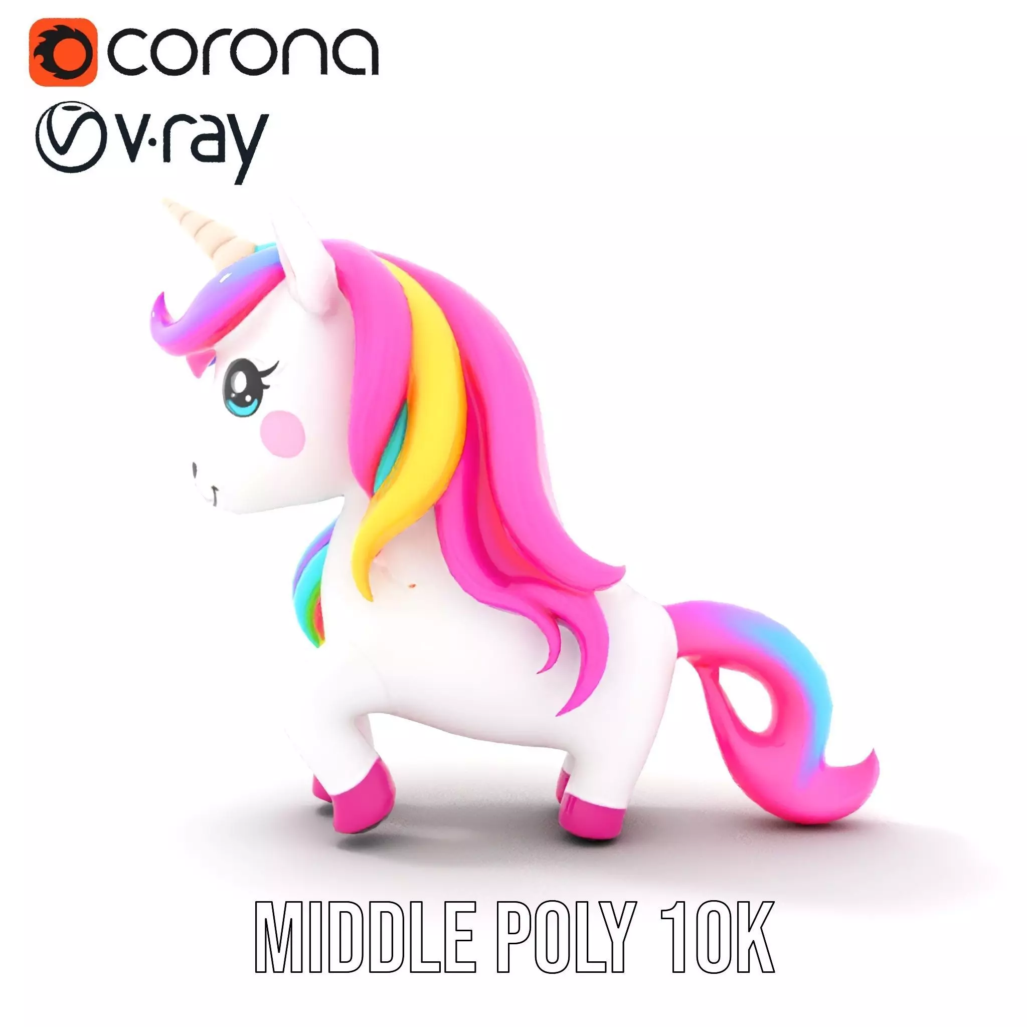 Rainbow Unicorn Plush model pack Low-poly 3D model_28