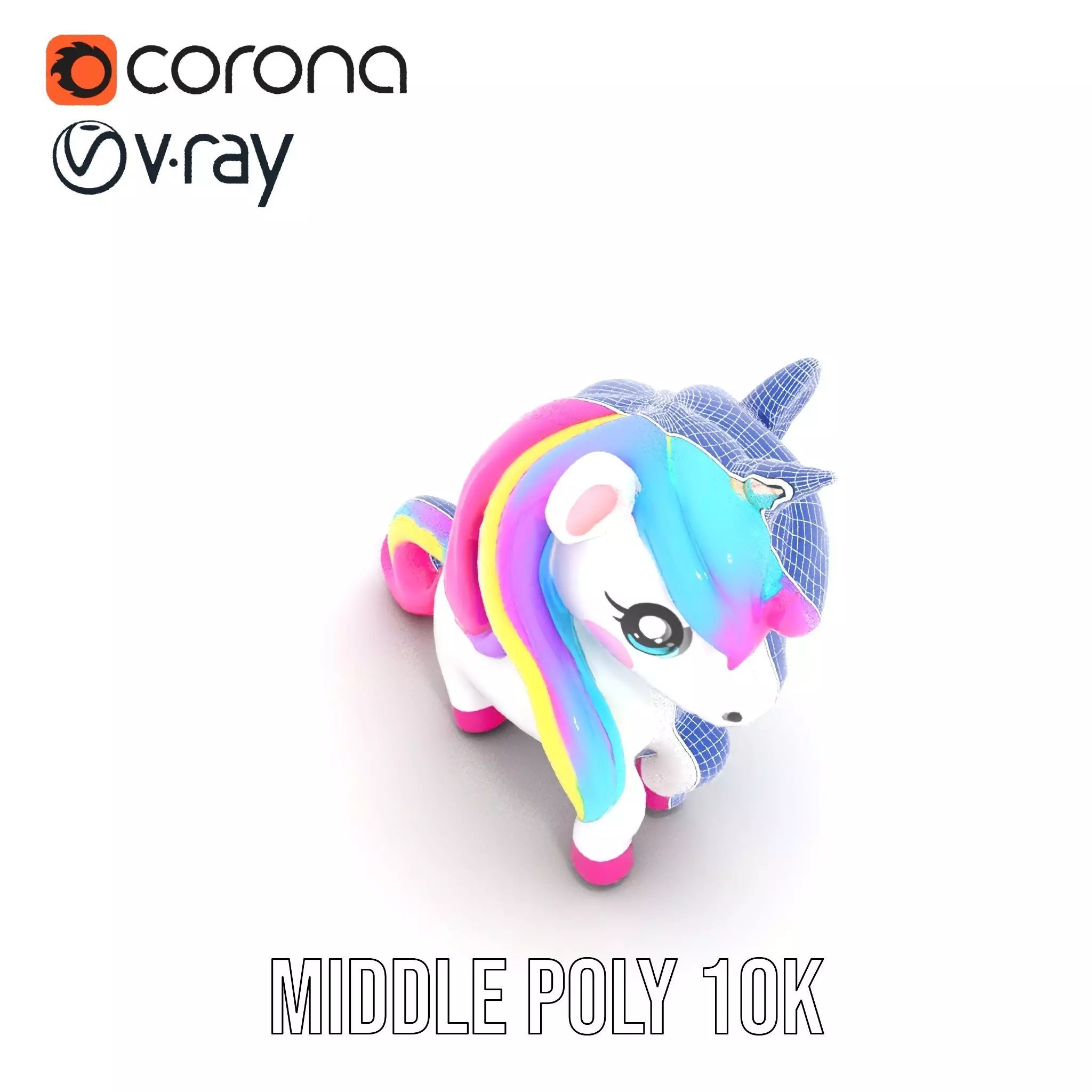 Rainbow Unicorn Plush model pack Low-poly 3D model_25