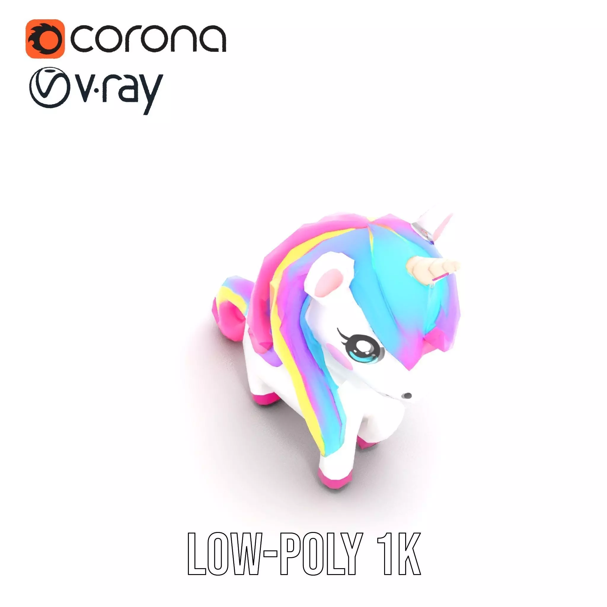 Rainbow Unicorn Plush model pack Low-poly 3D model_29
