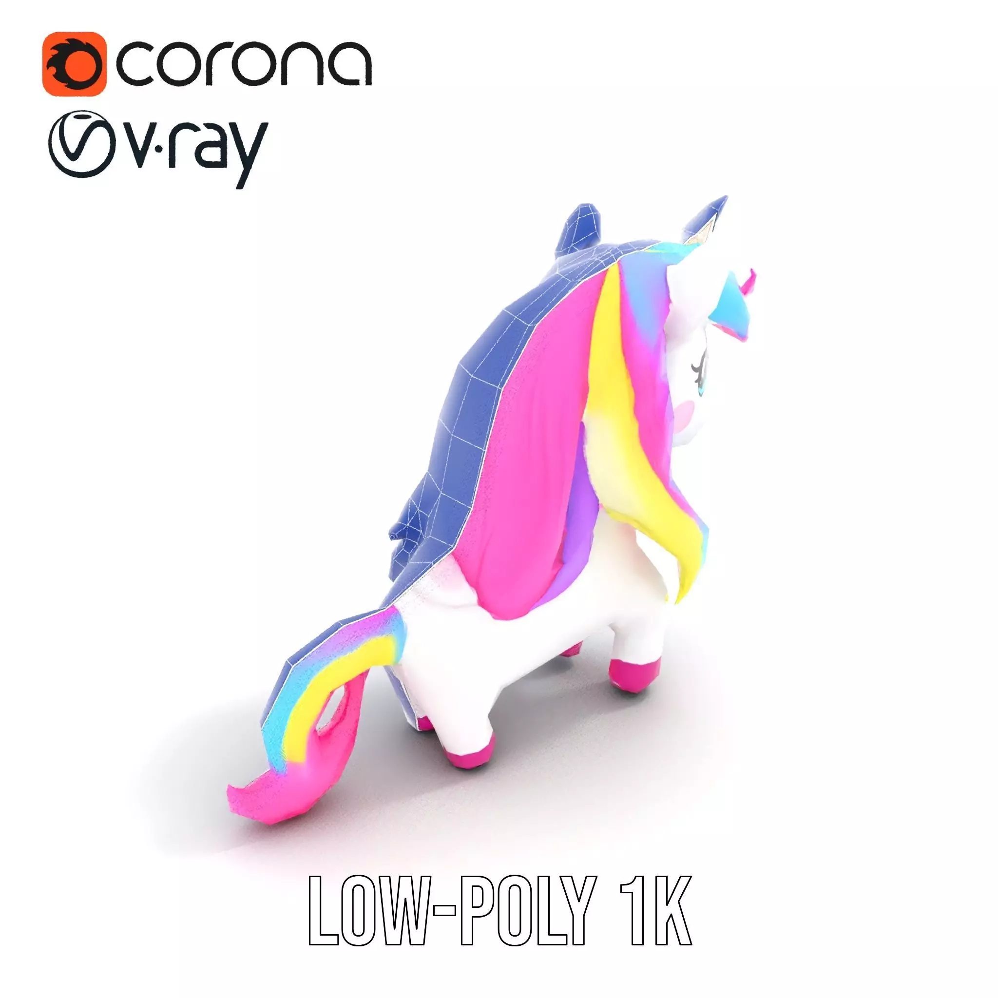Rainbow Unicorn Plush model pack Low-poly 3D model_24