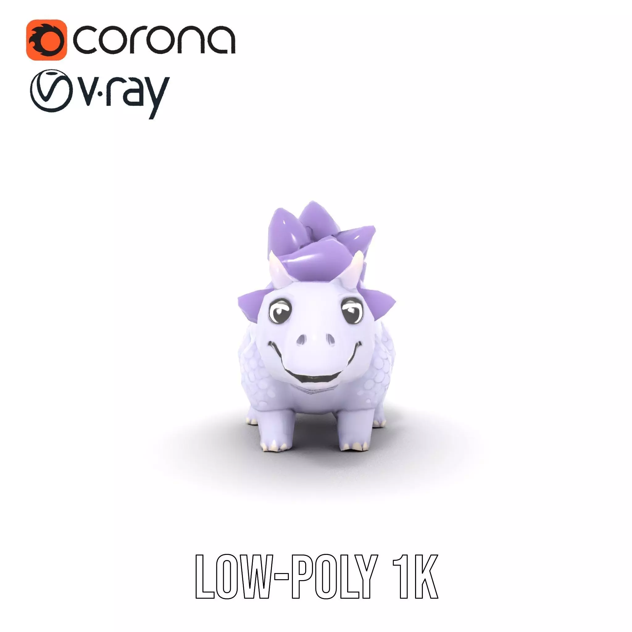 Lilac Dinosaur Toy model pack Low-poly 3D model_9
