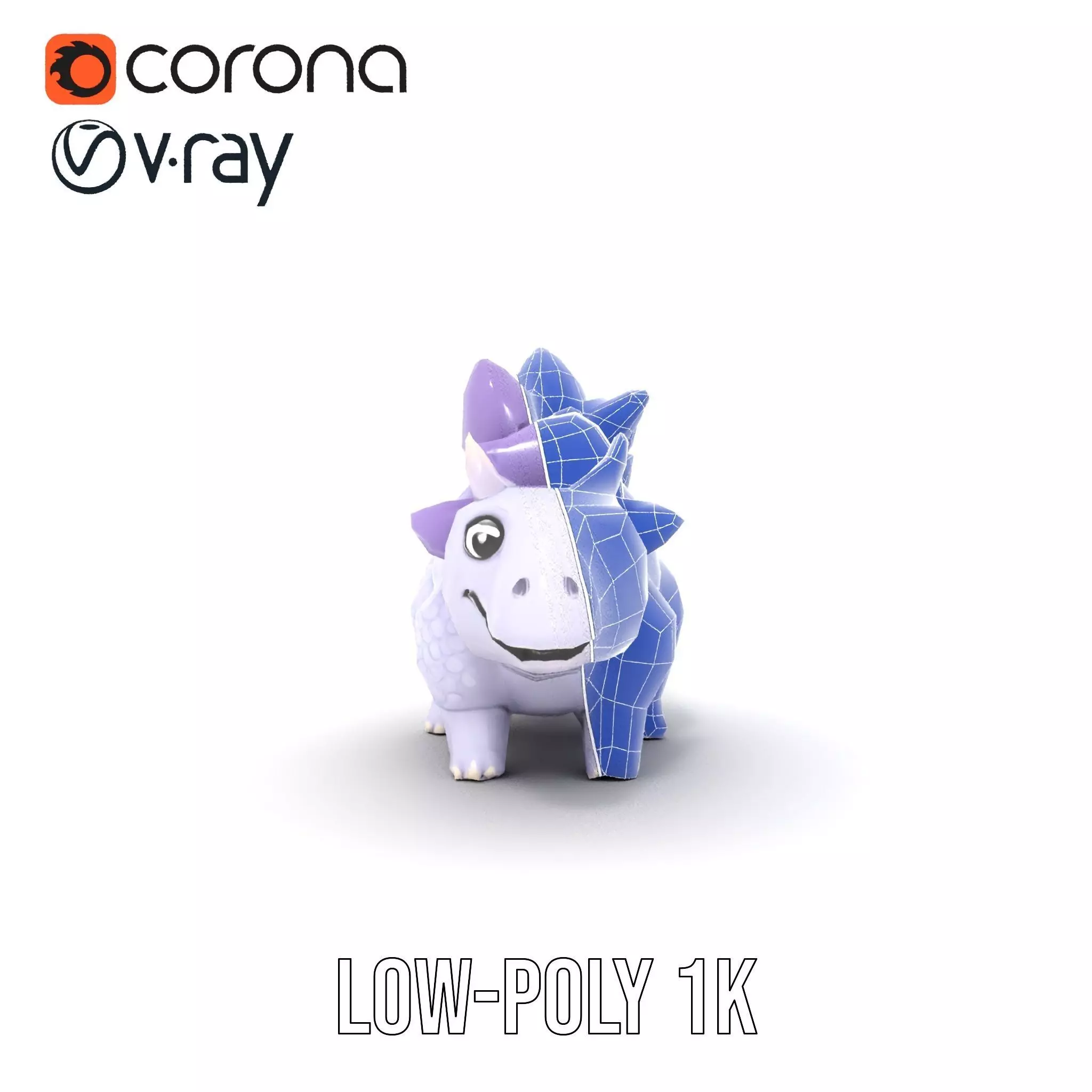 Lilac Dinosaur Toy model pack Low-poly 3D model_17