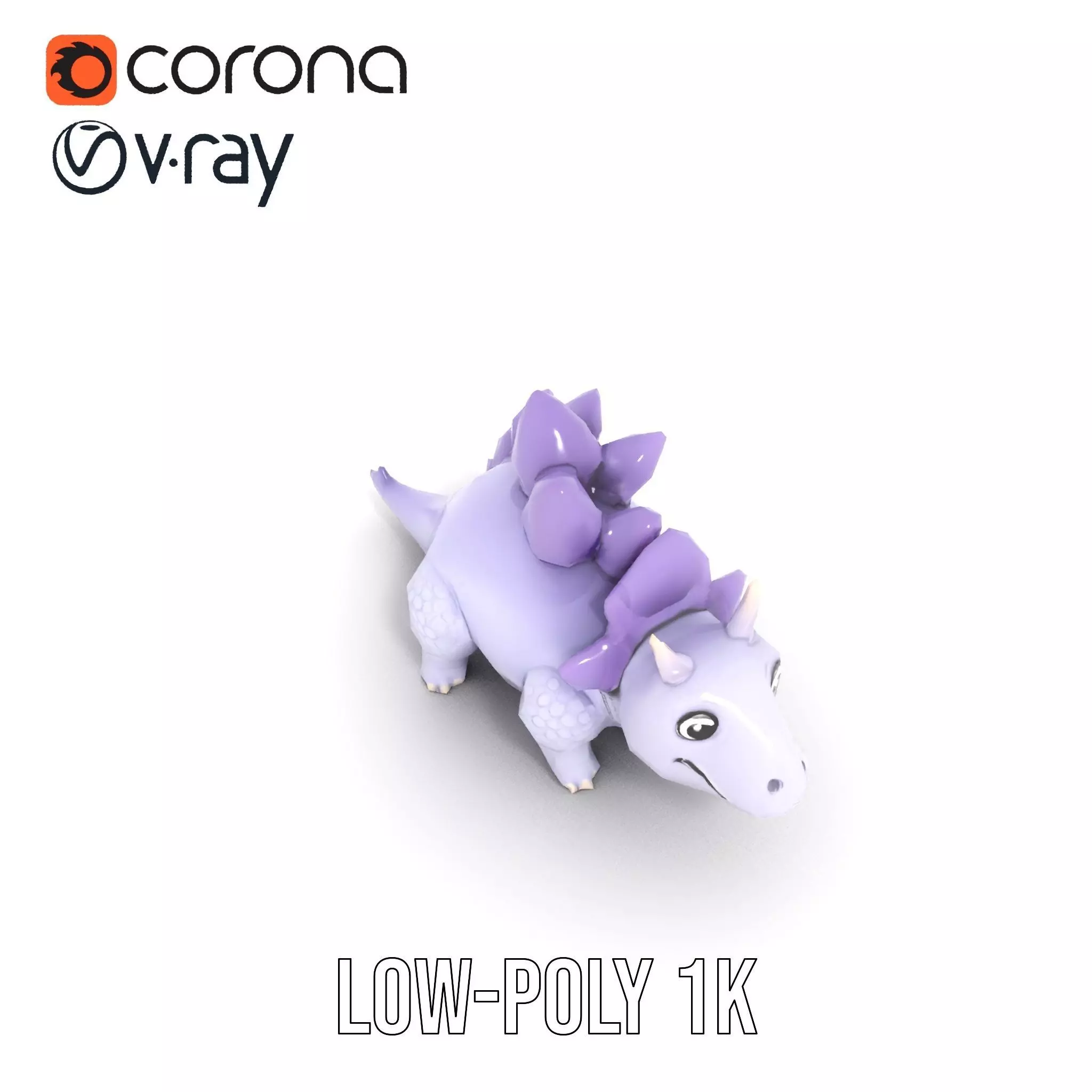 Lilac Dinosaur Toy model pack Low-poly 3D model_7