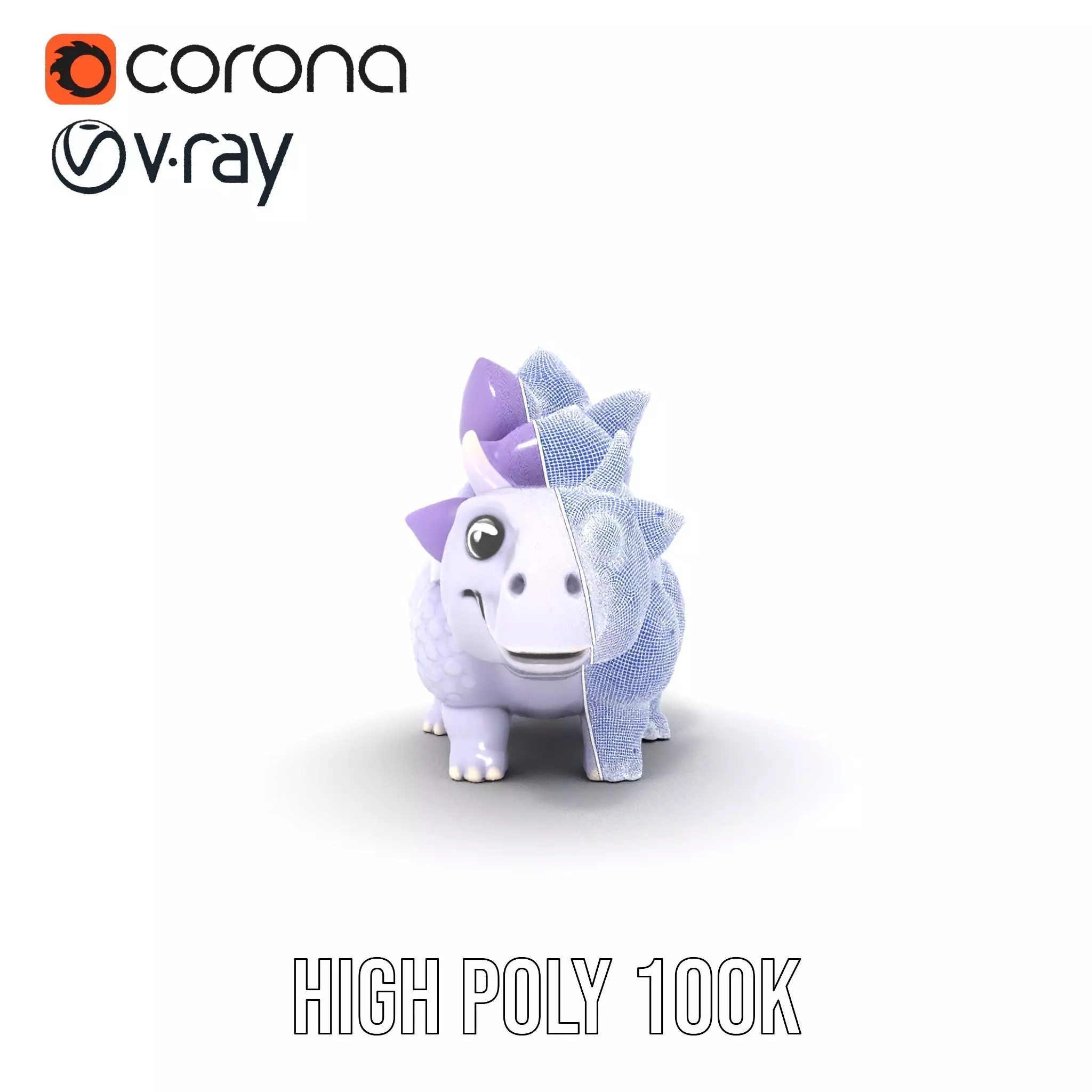 Lilac Dinosaur Toy model pack Low-poly 3D model_32
