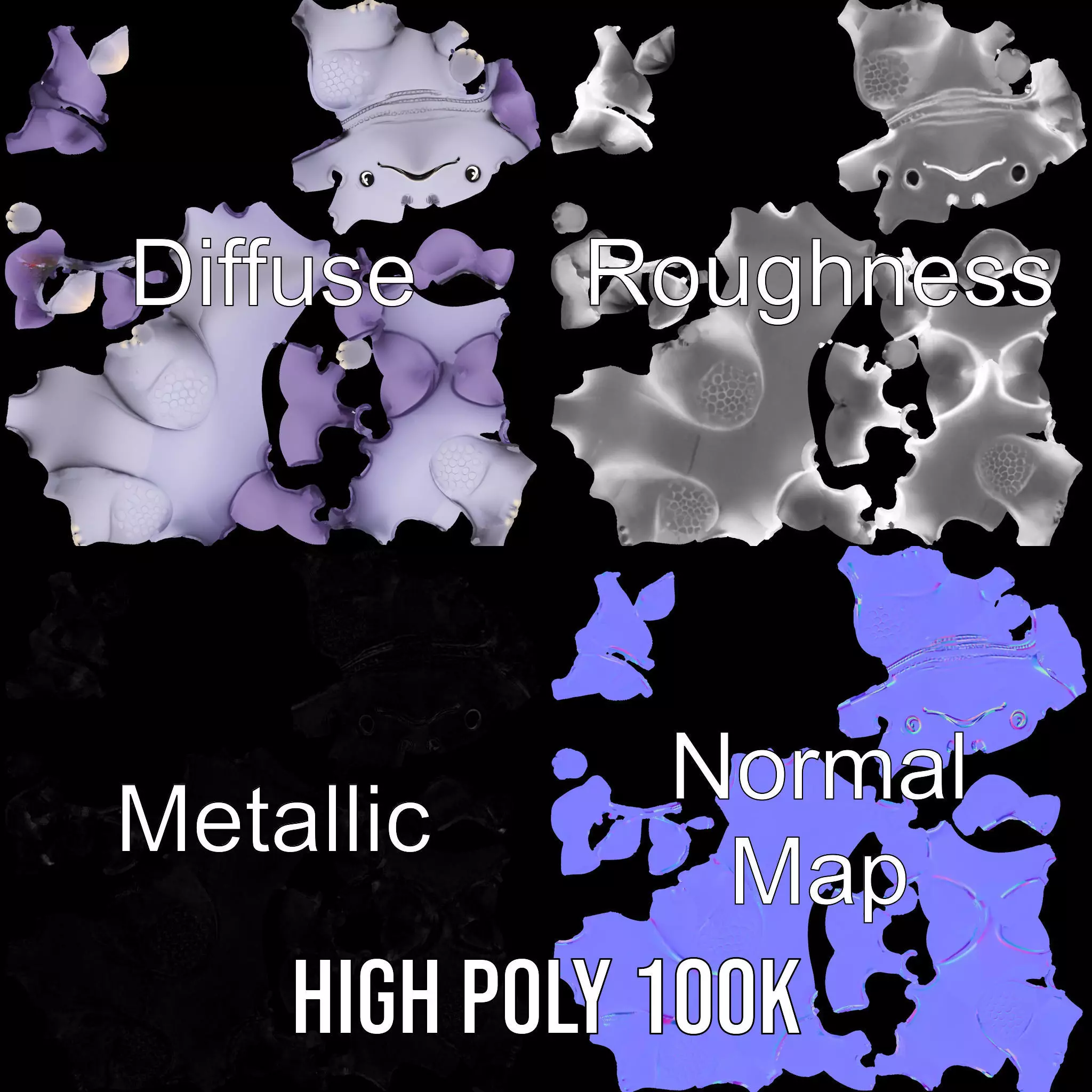 Lilac Dinosaur Toy model pack Low-poly 3D model_3