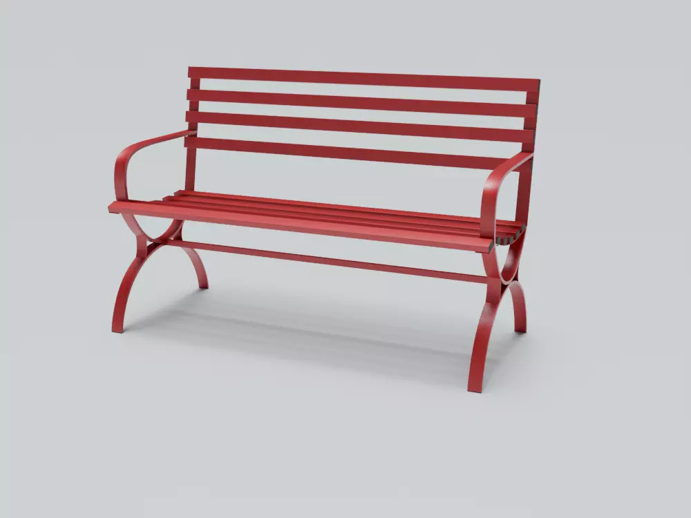 Metal Garden Bench Public Park Bench PBR High Quality 3D Model Low-poly 3D model