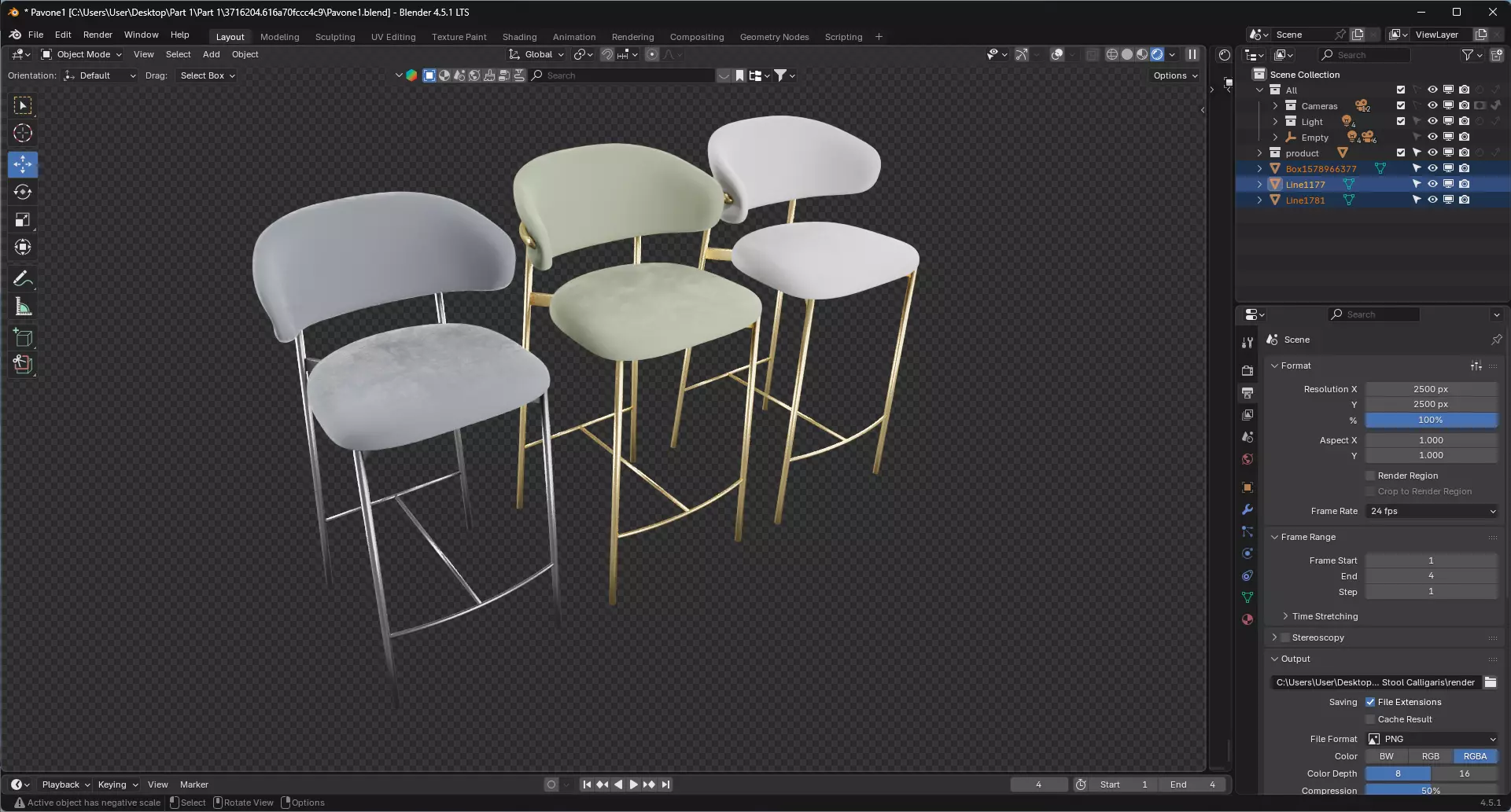 calligaris Oleandro Counter Stool 3D model_6