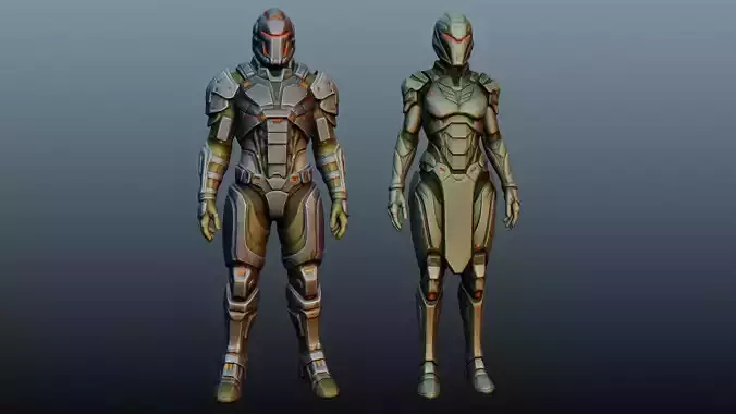 Fantasy male and female army  character pack