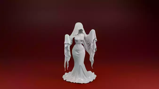 Veiled Ghost Woman Statue 3D Model for 3D Printing