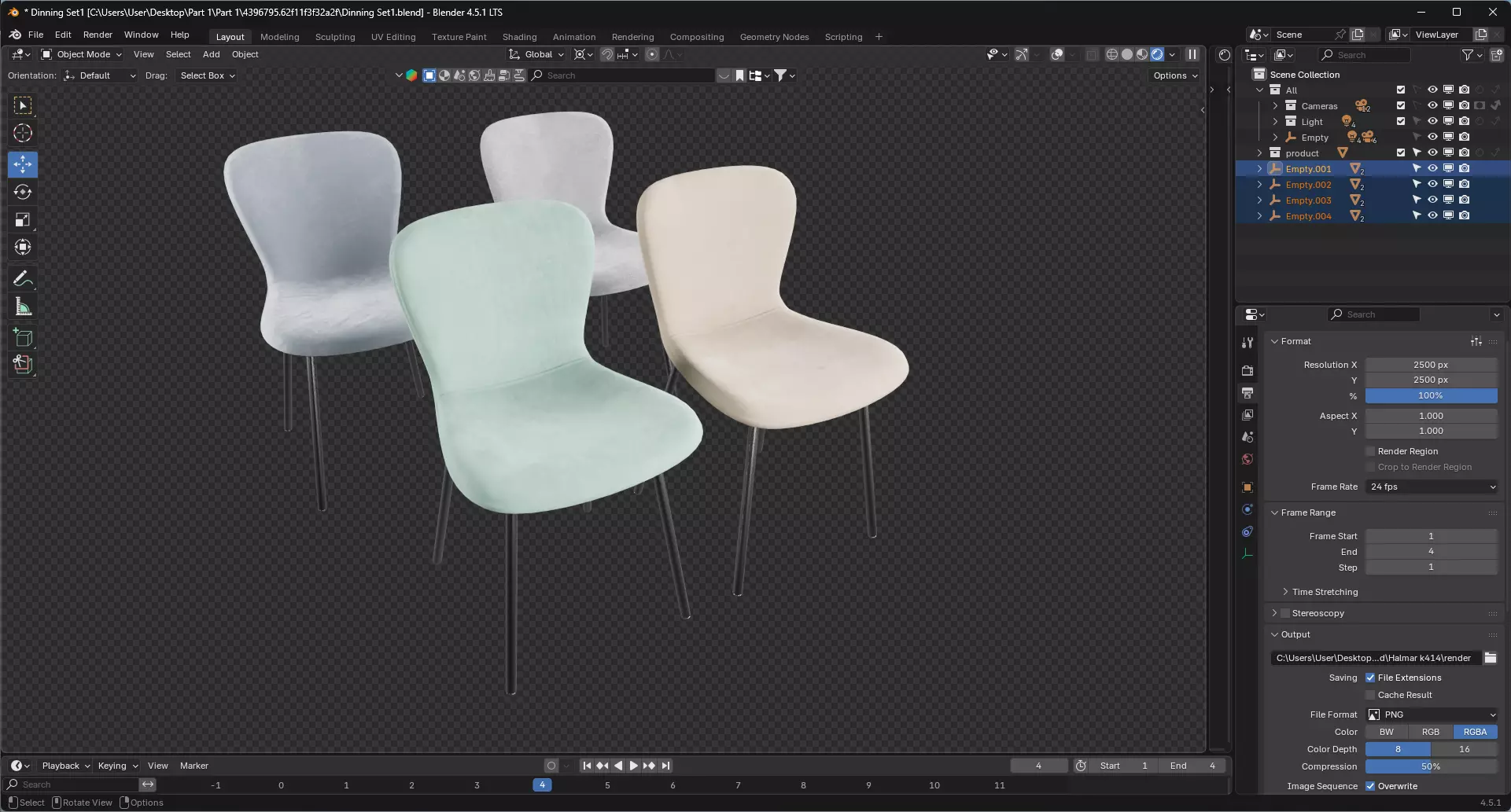 fabric dining chair 3D model_7