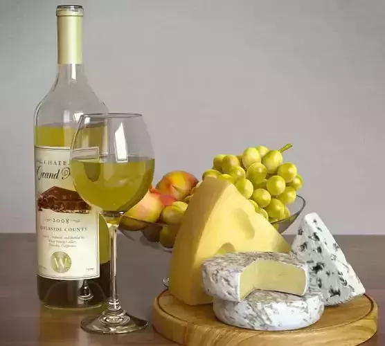 White Wine and Cheese 3D model