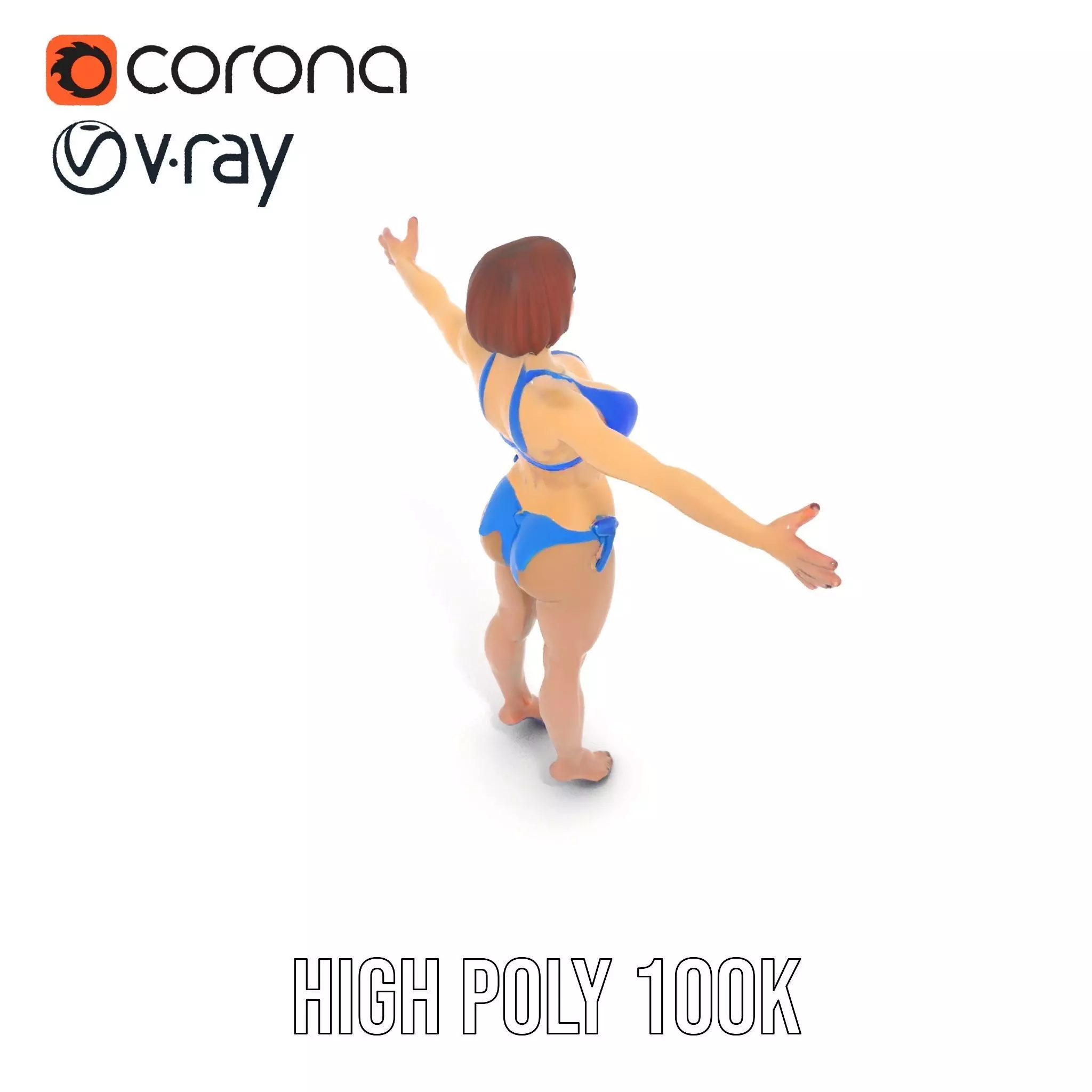 Azure Swimsuit Character model pack Low-poly 3D model_13