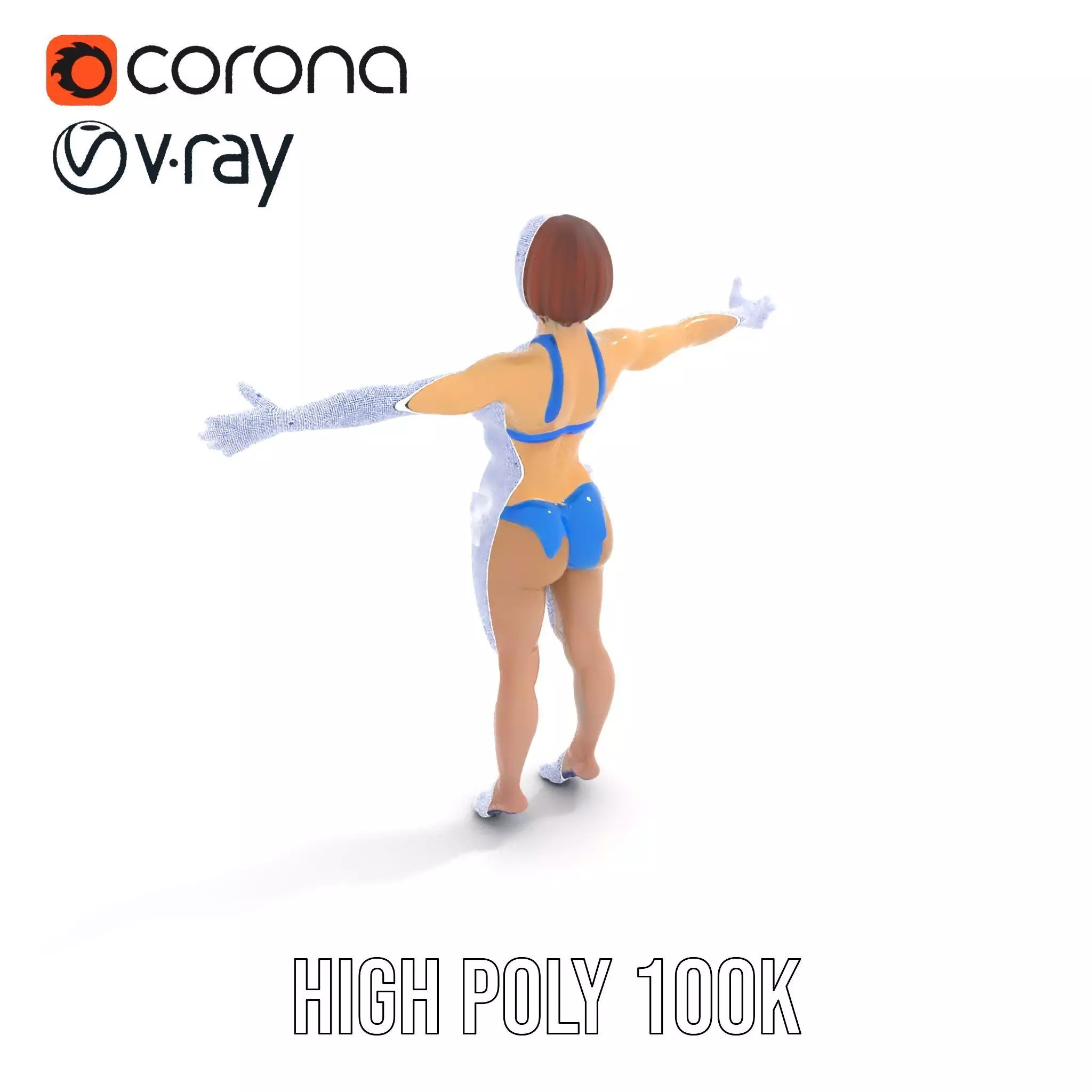 Azure Swimsuit Character model pack Low-poly 3D model_33