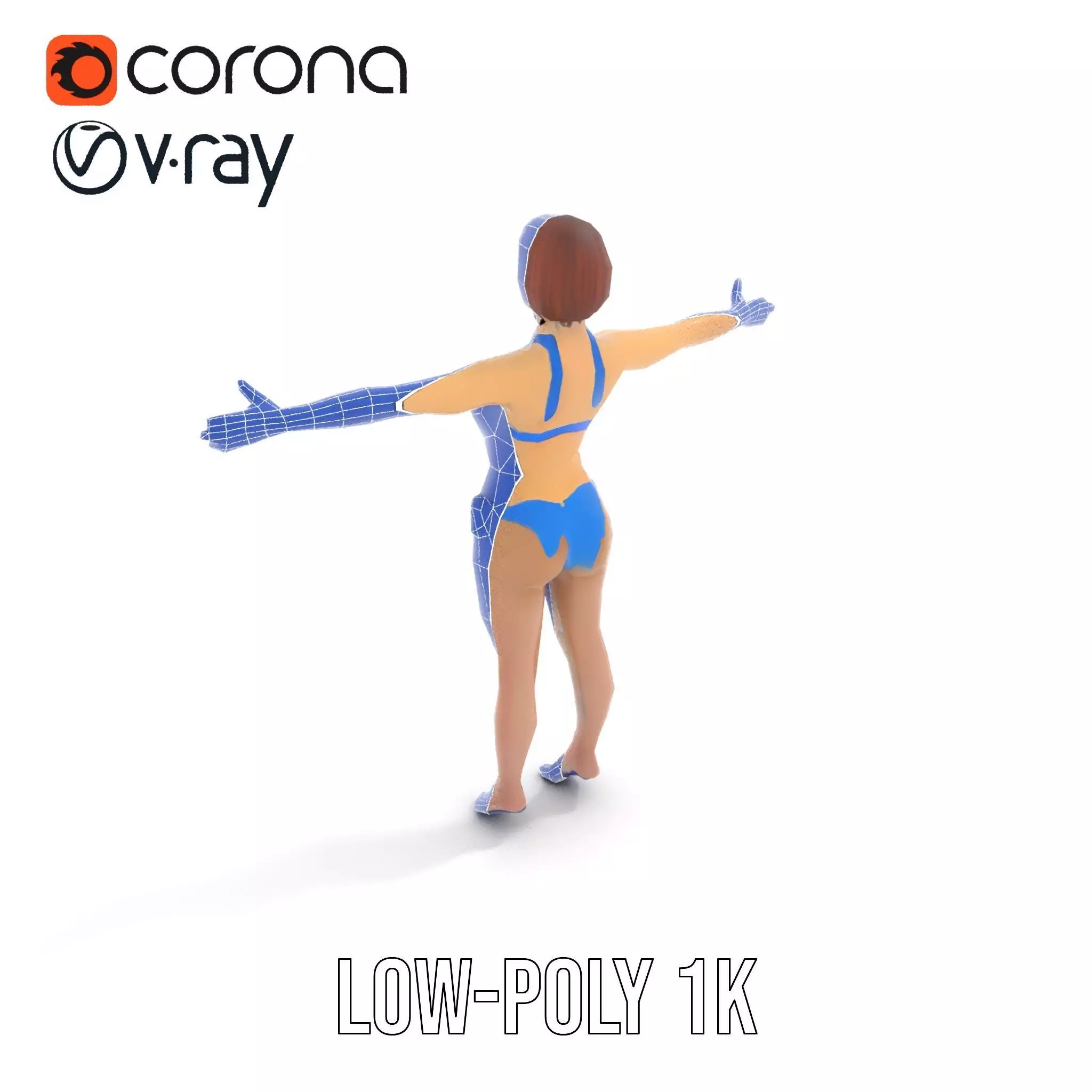 Azure Swimsuit Character model pack Low-poly 3D model_21