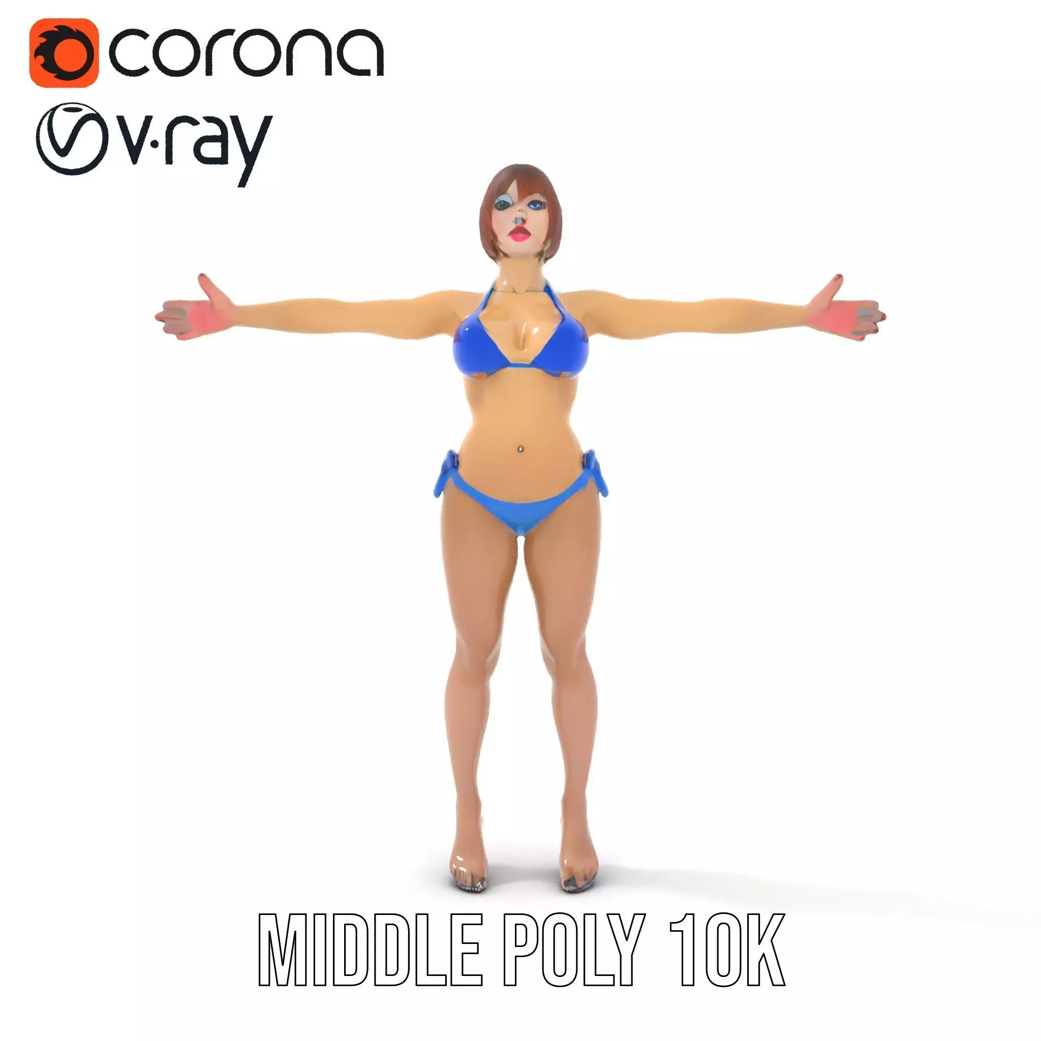 Azure Swimsuit Character model pack Low-poly 3D model_14