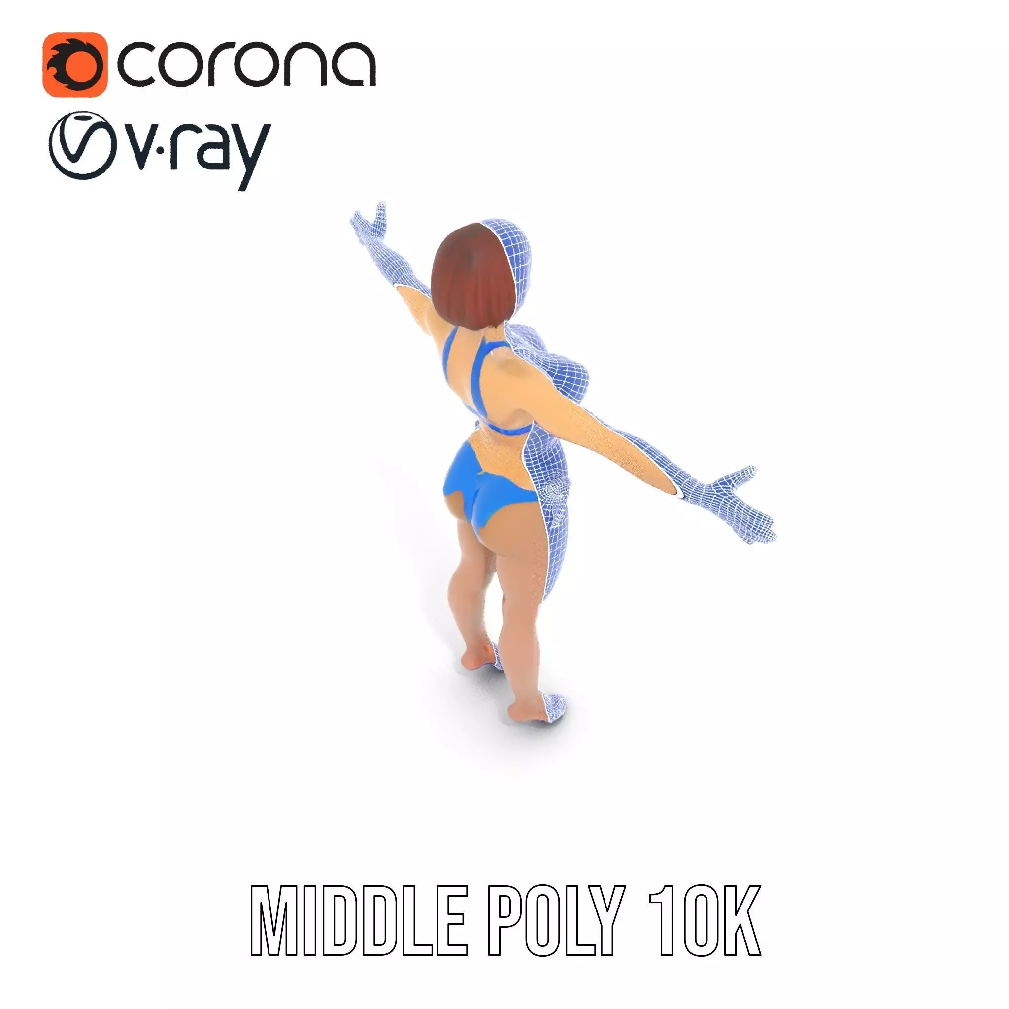 Azure Swimsuit Character model pack Low-poly 3D model_23