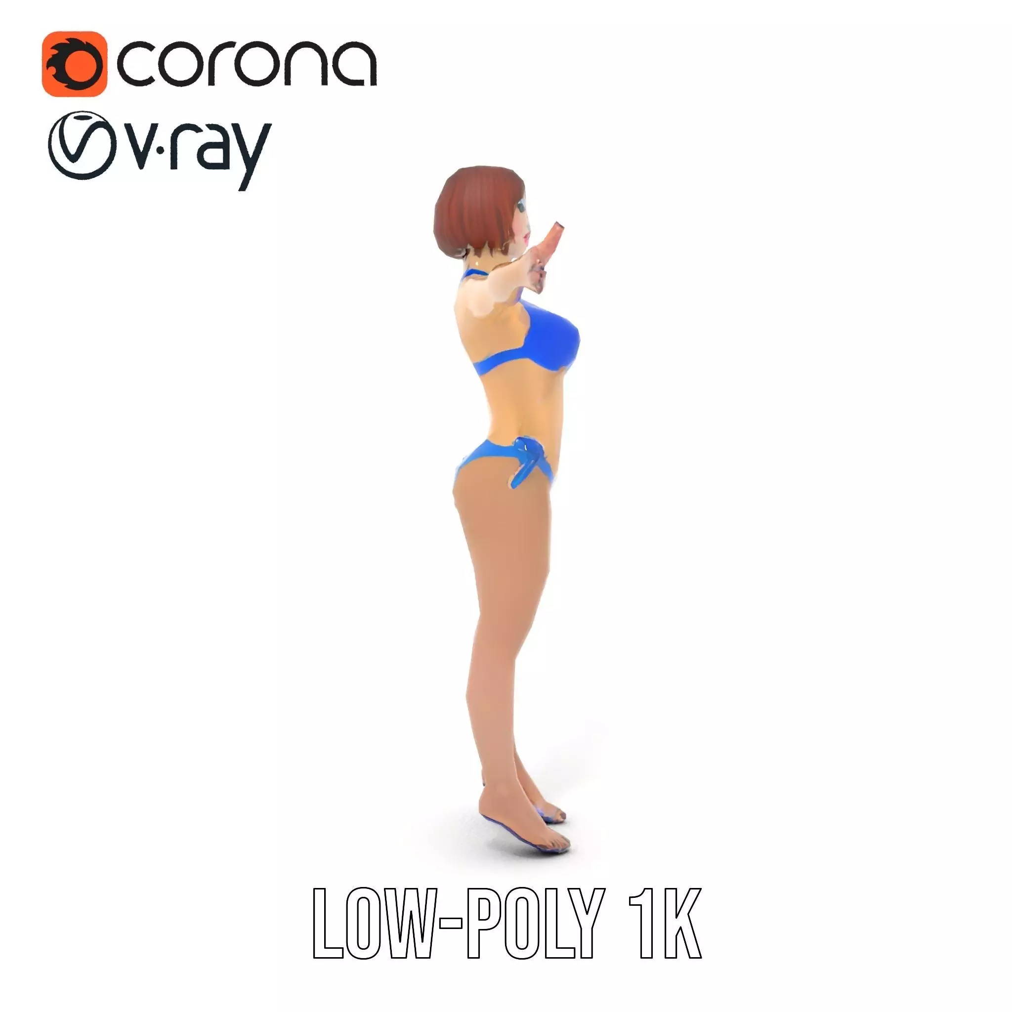 Azure Swimsuit Character model pack Low-poly 3D model_32