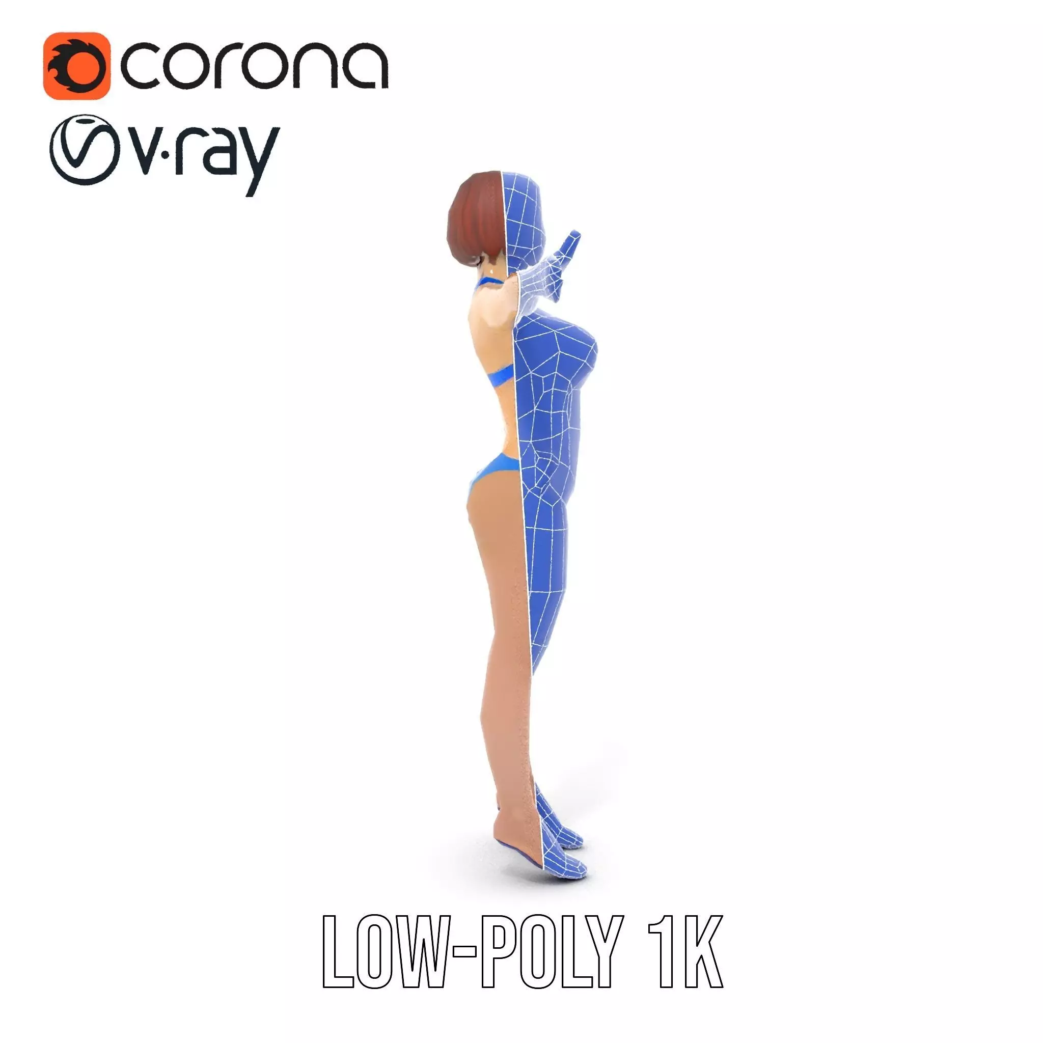 Azure Swimsuit Character model pack Low-poly 3D model_24