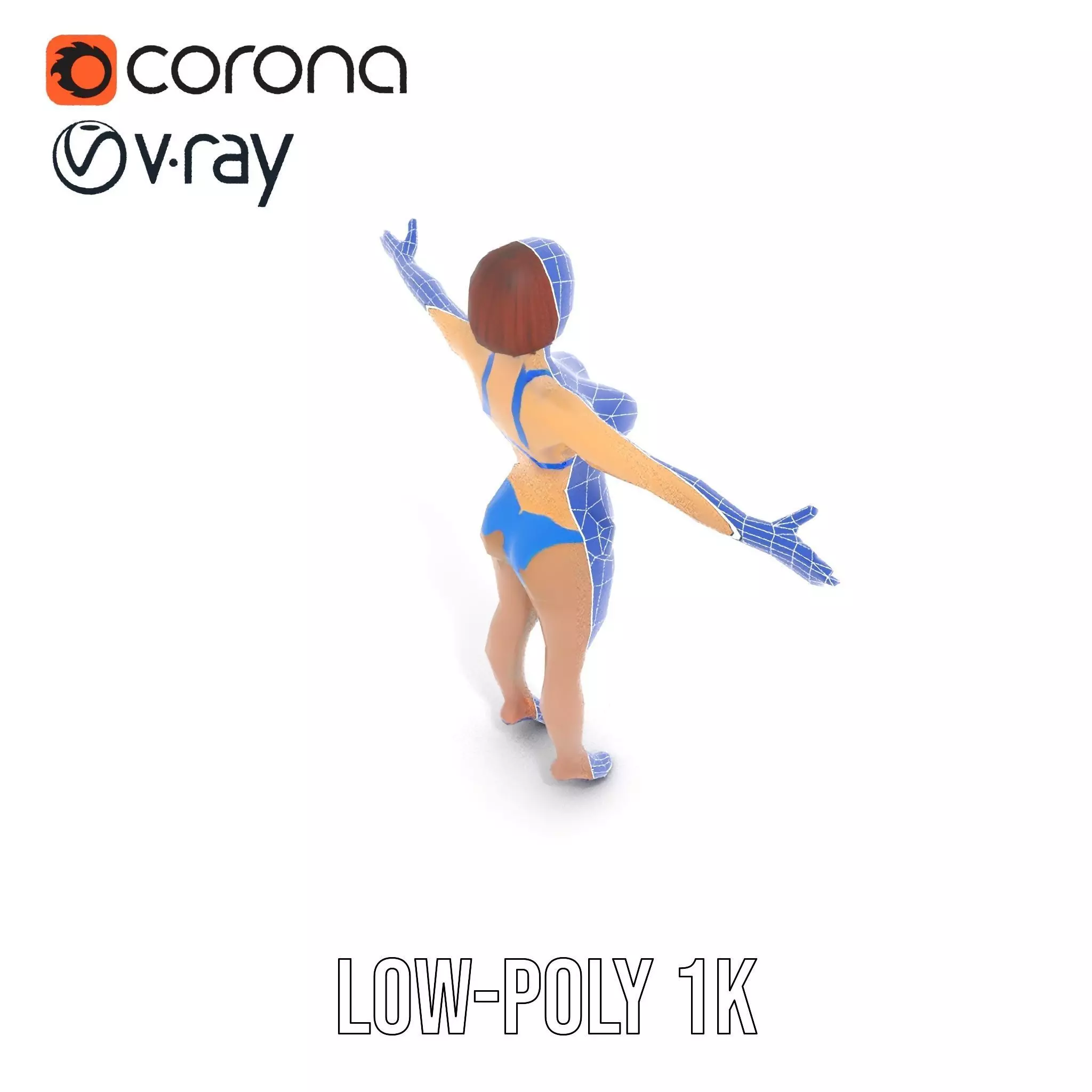 Azure Swimsuit Character model pack Low-poly 3D model_9