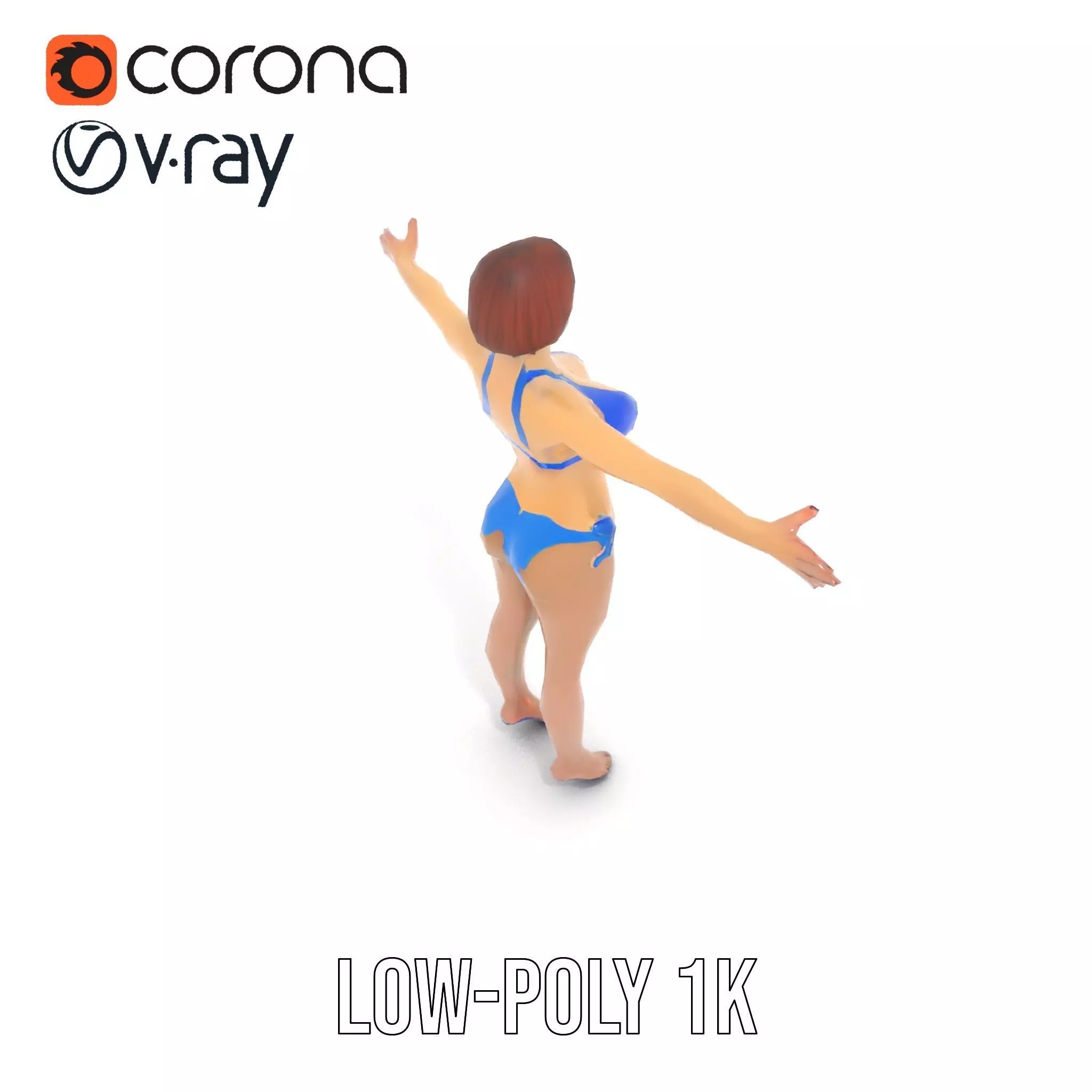 Azure Swimsuit Character model pack Low-poly 3D model_27