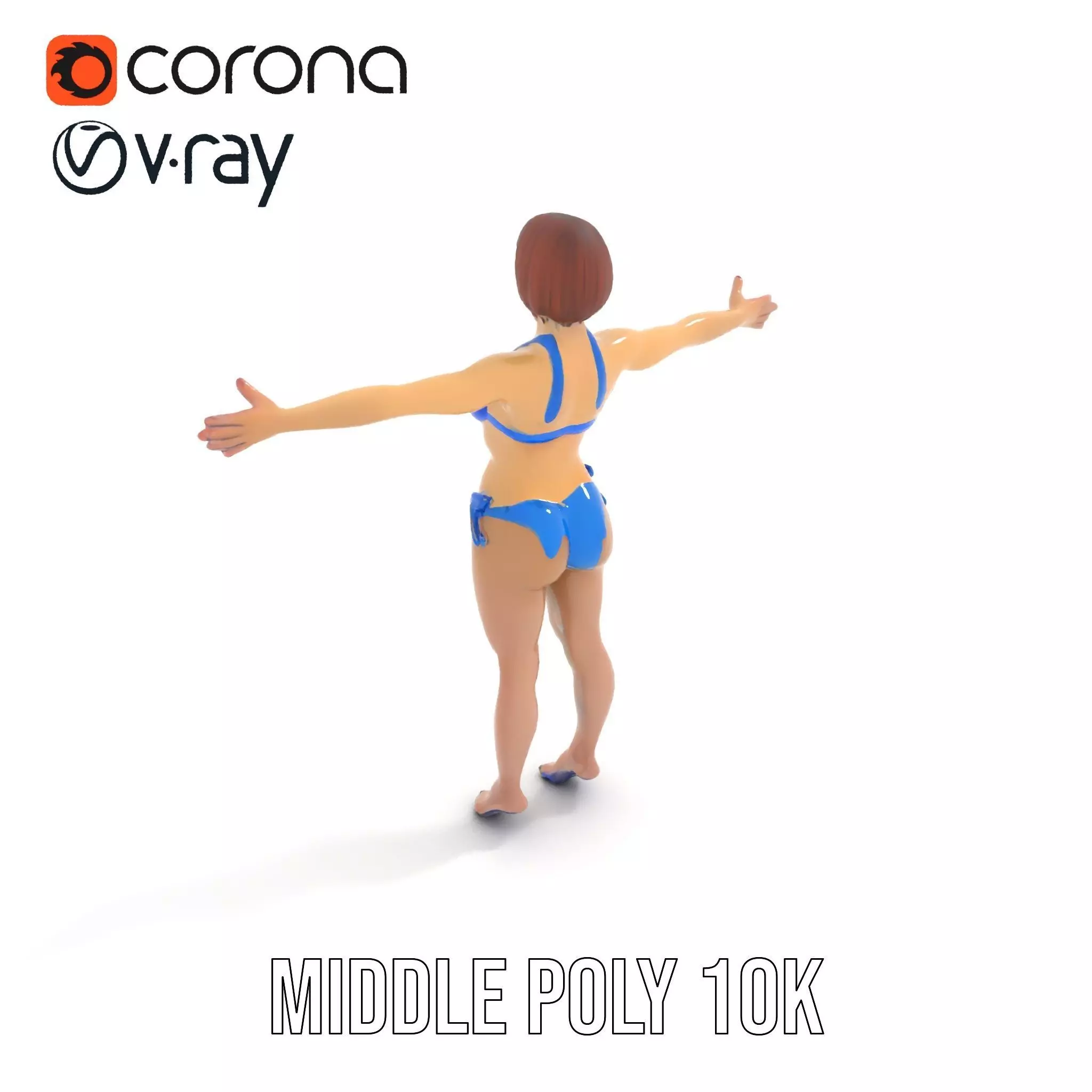 Azure Swimsuit Character model pack Low-poly 3D model_5