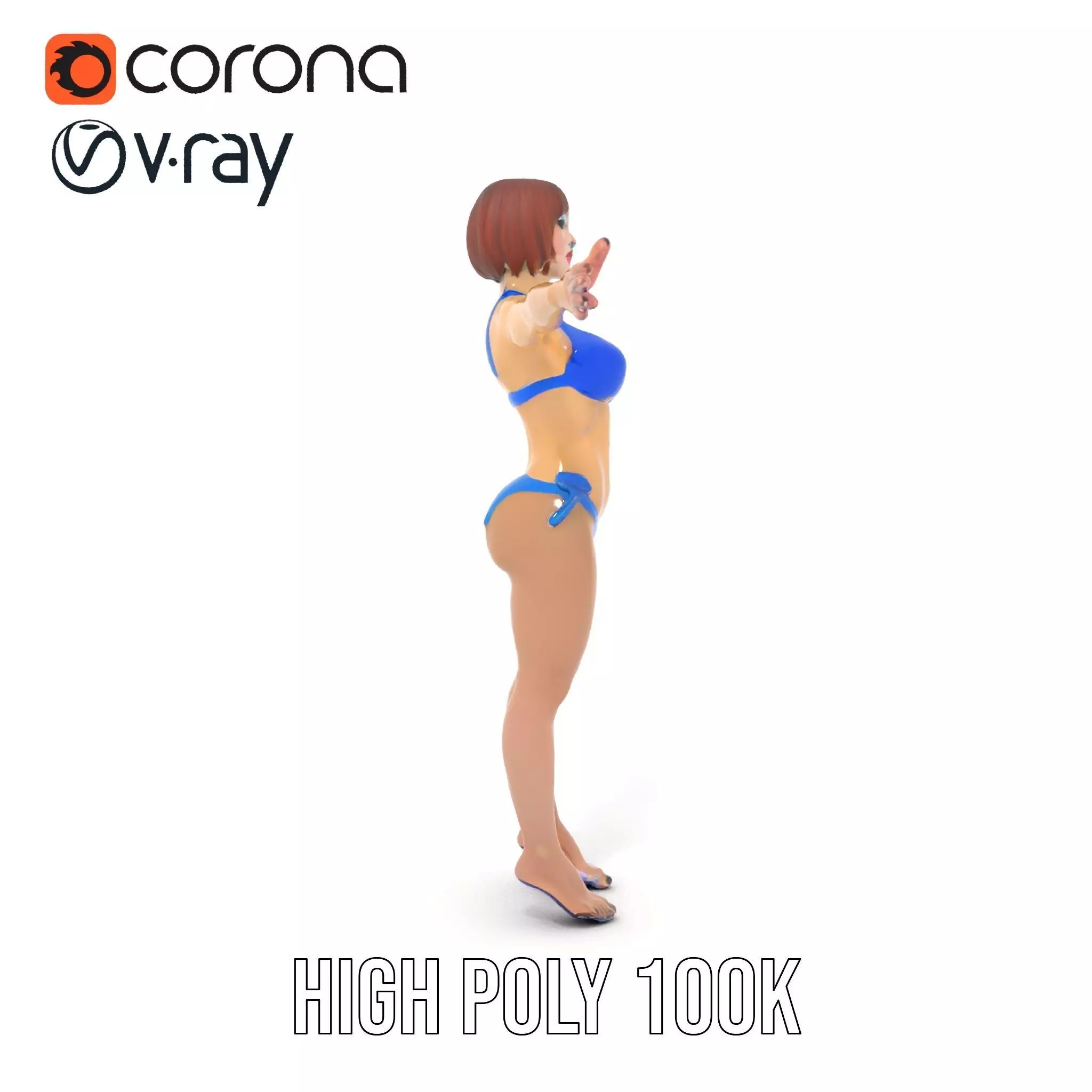 Azure Swimsuit Character model pack Low-poly 3D model_34