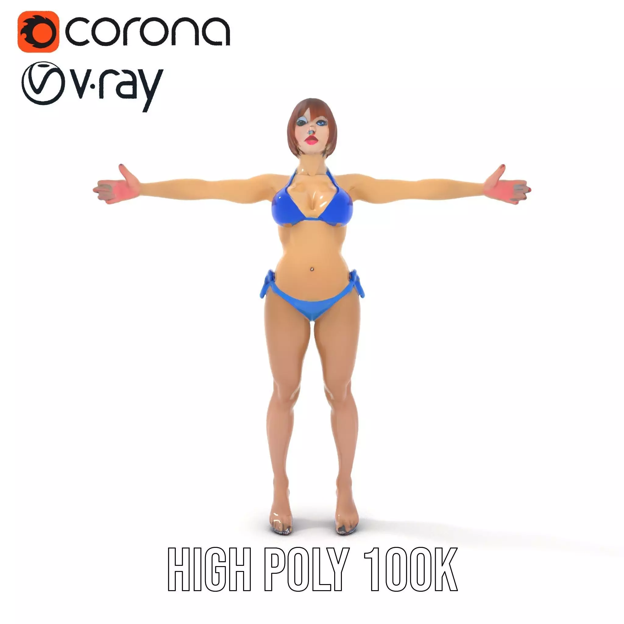 Azure Swimsuit Character model pack Low-poly 3D model_19