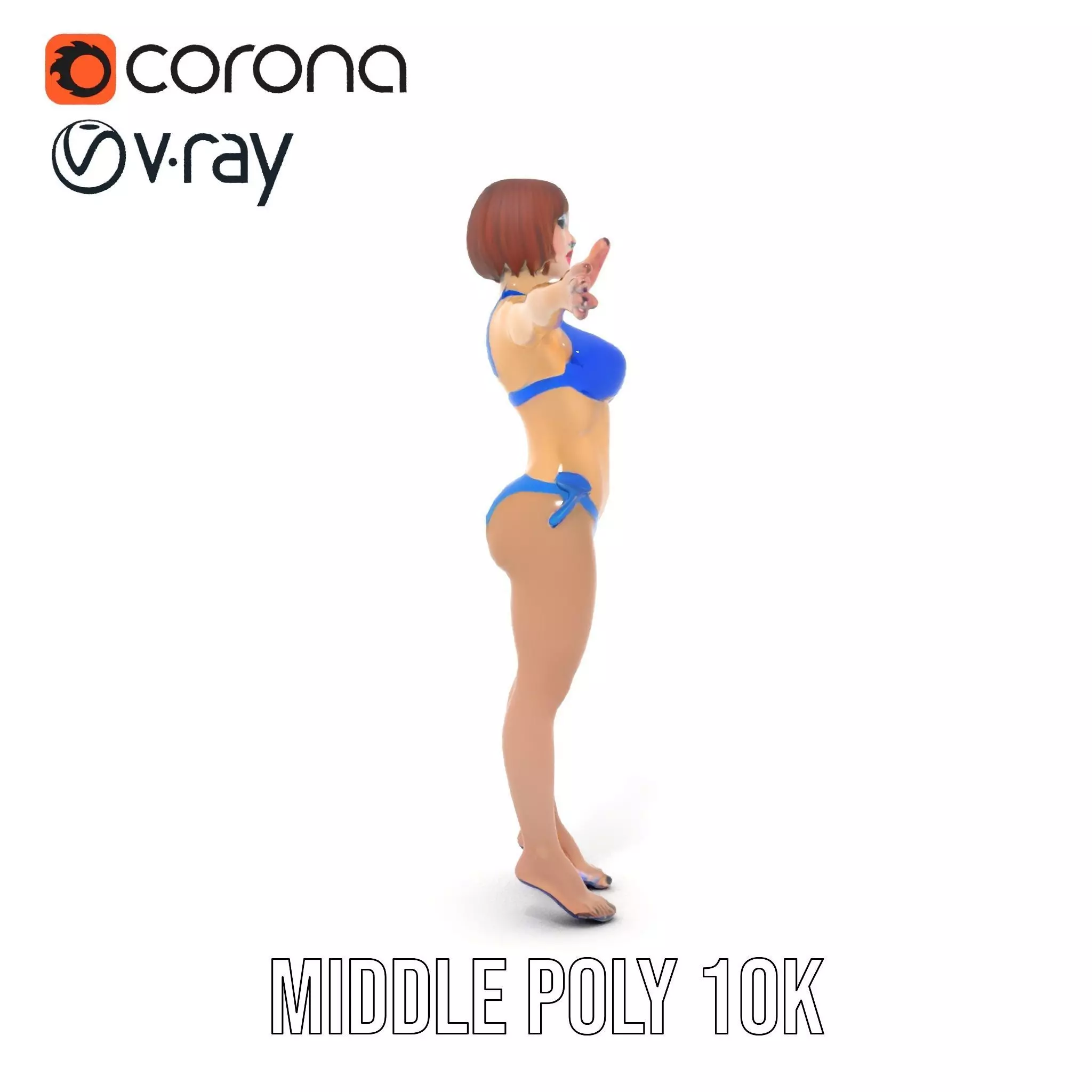 Azure Swimsuit Character model pack Low-poly 3D model_31