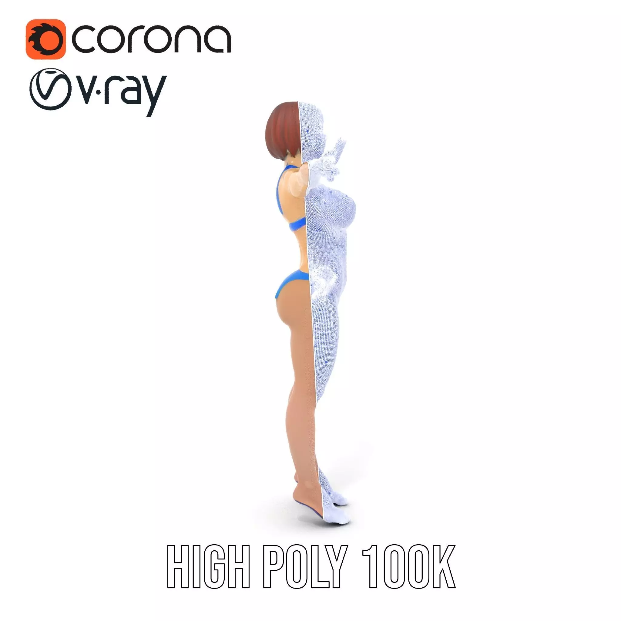 Azure Swimsuit Character model pack Low-poly 3D model_22