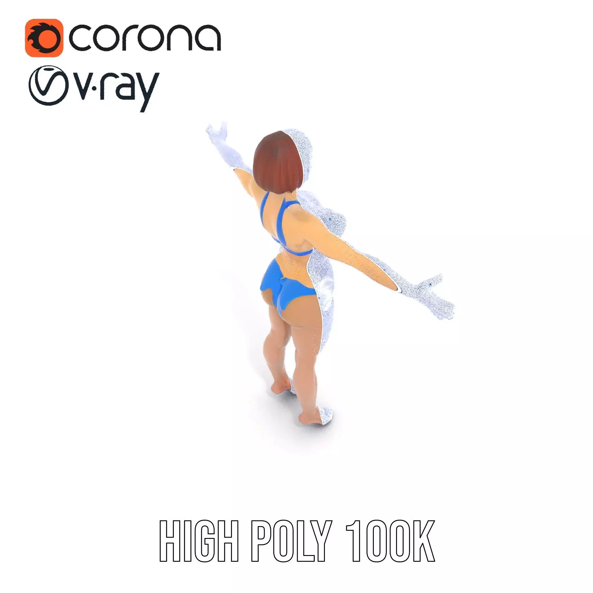 Azure Swimsuit Character model pack Low-poly 3D model_16
