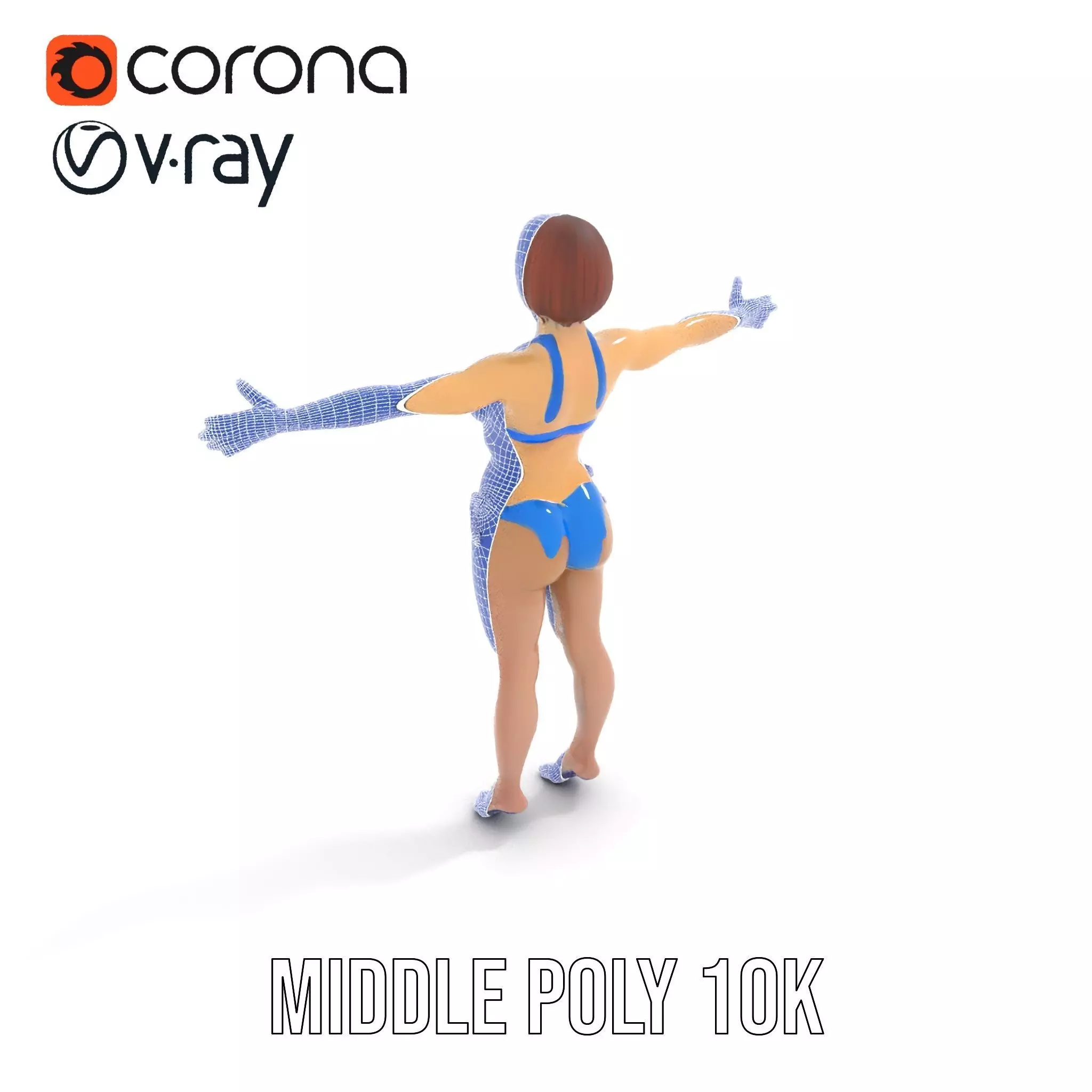 Azure Swimsuit Character model pack Low-poly 3D model_26