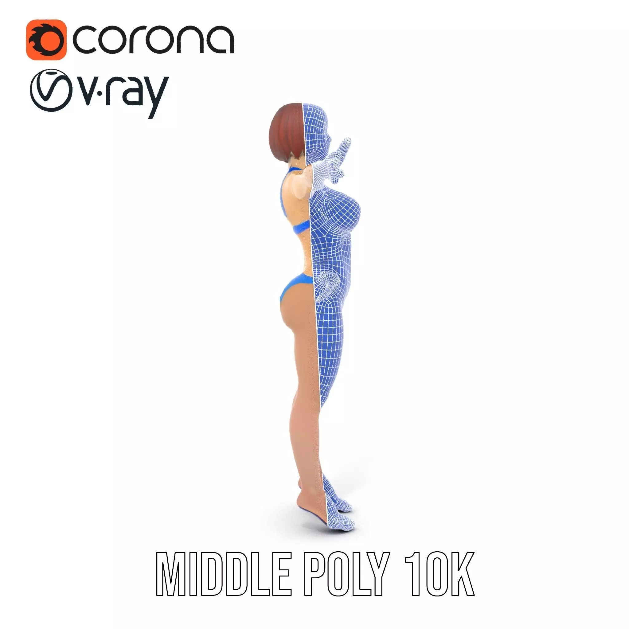 Azure Swimsuit Character model pack Low-poly 3D model_29