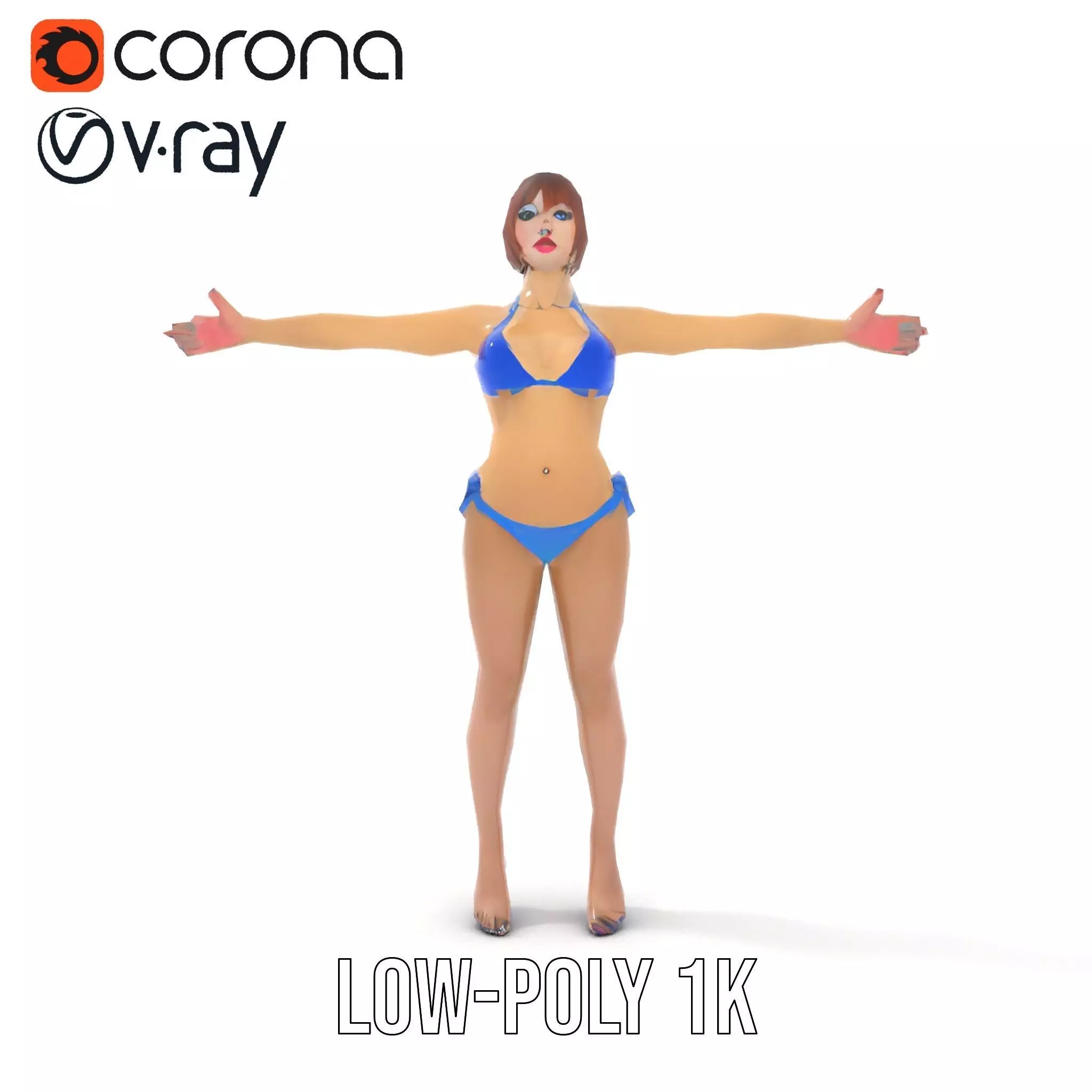 Azure Swimsuit Character model pack Low-poly 3D model_18