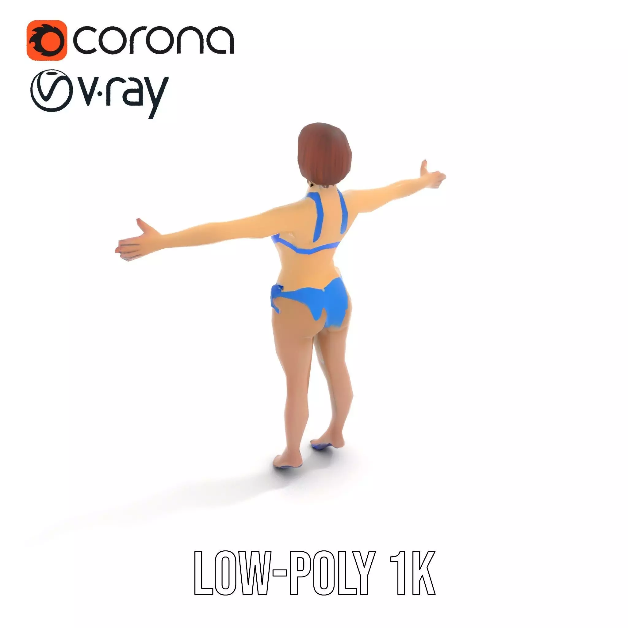 Azure Swimsuit Character model pack Low-poly 3D model_30
