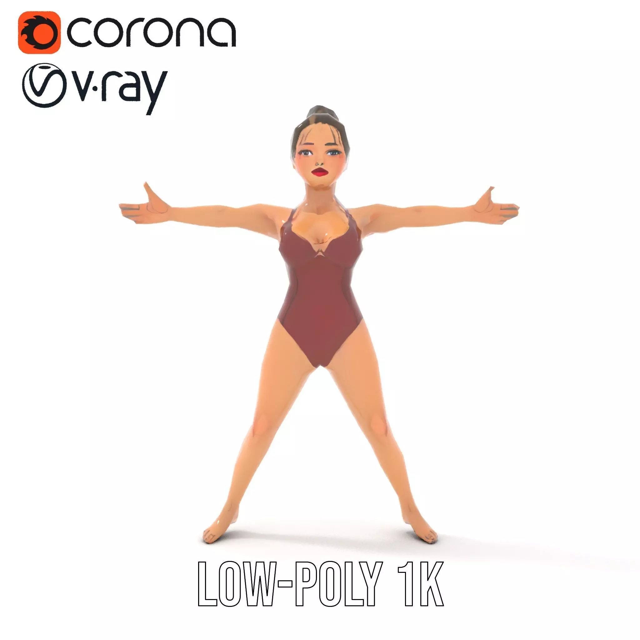 Stylized Swimsuit Character model pack Low-poly 3D model_22