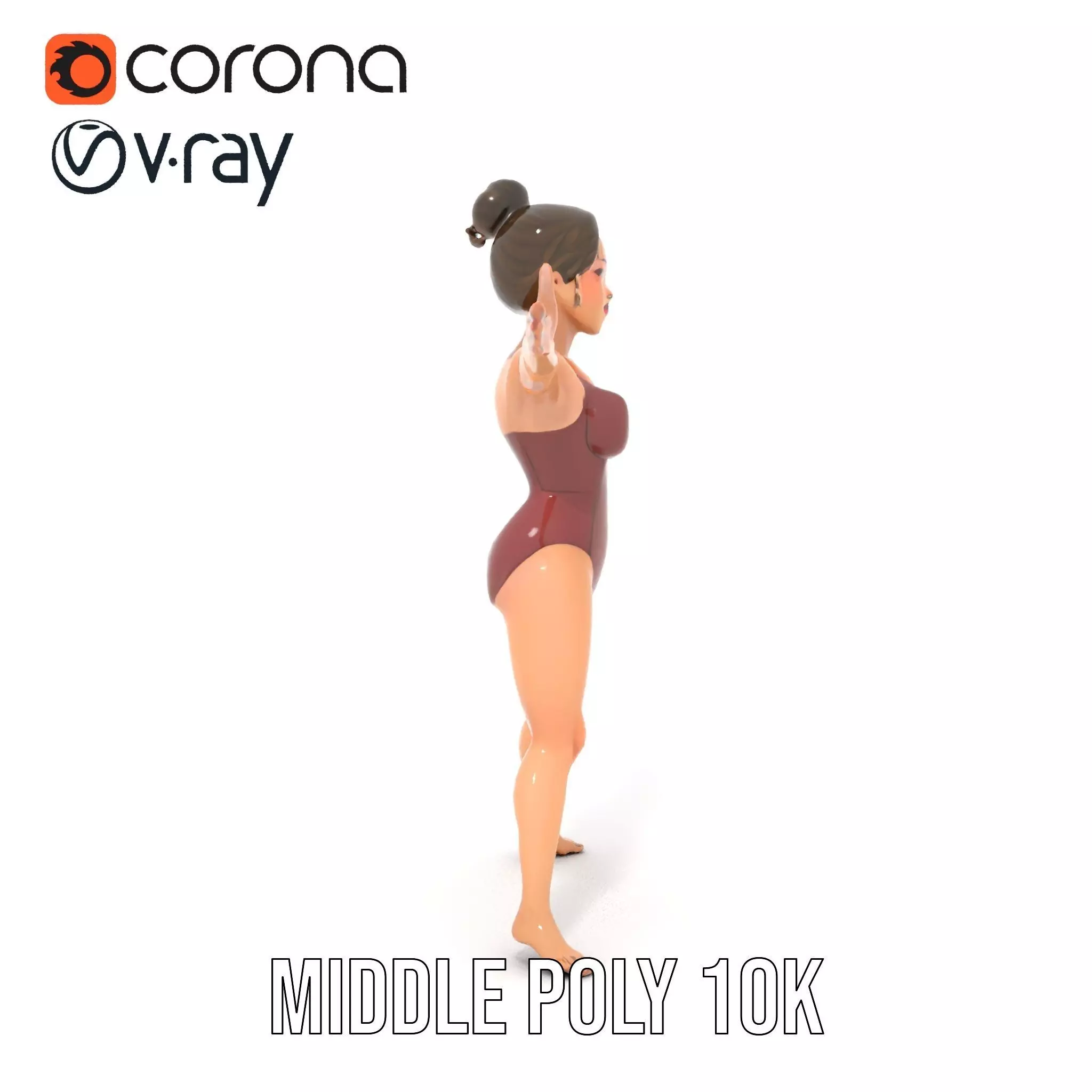 Stylized Swimsuit Character model pack Low-poly 3D model_10