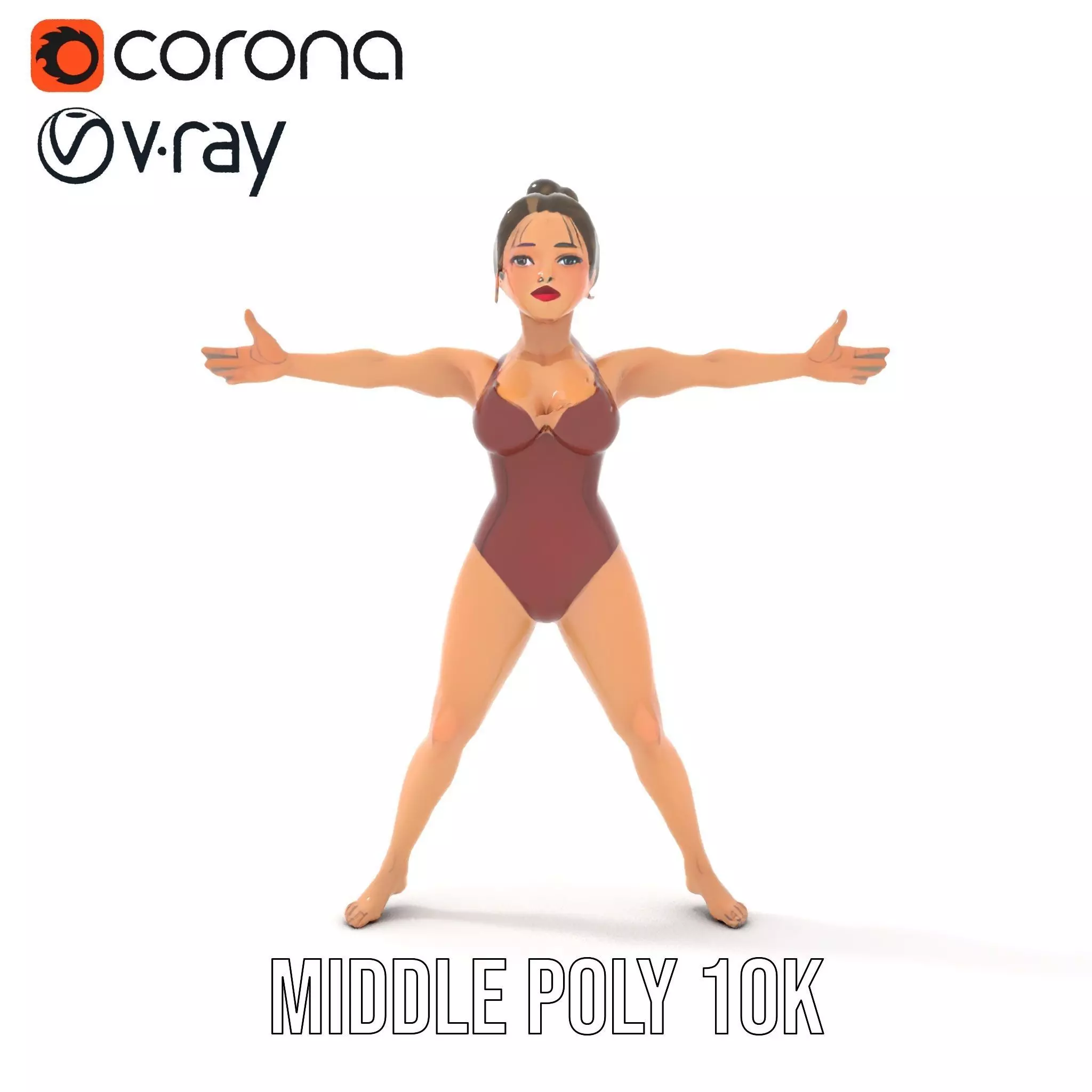 Stylized Swimsuit Character model pack Low-poly 3D model_15