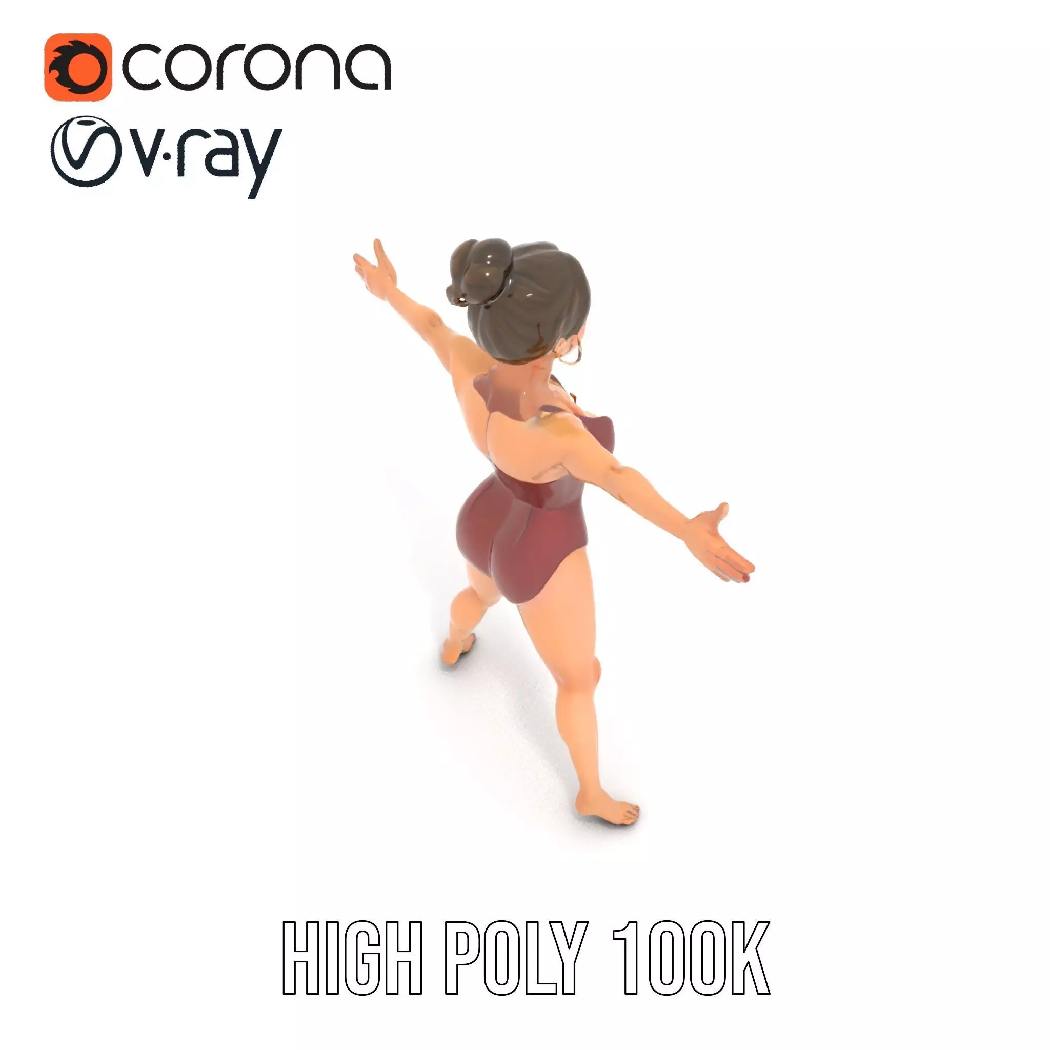 Stylized Swimsuit Character model pack Low-poly 3D model_20