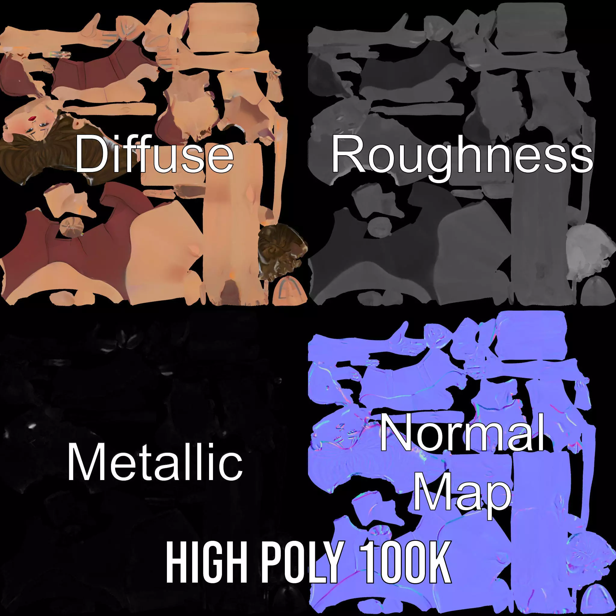 Stylized Swimsuit Character model pack Low-poly 3D model_3