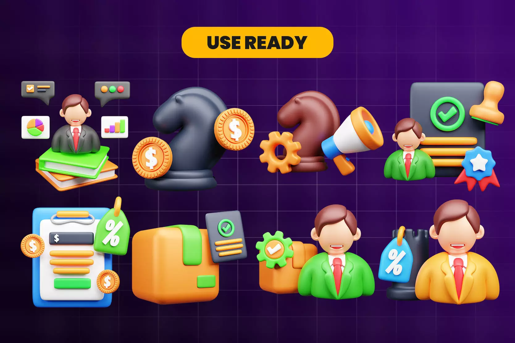 3D Business and Marketing Icon Pack 30 High Quality Illustration 3D model_3