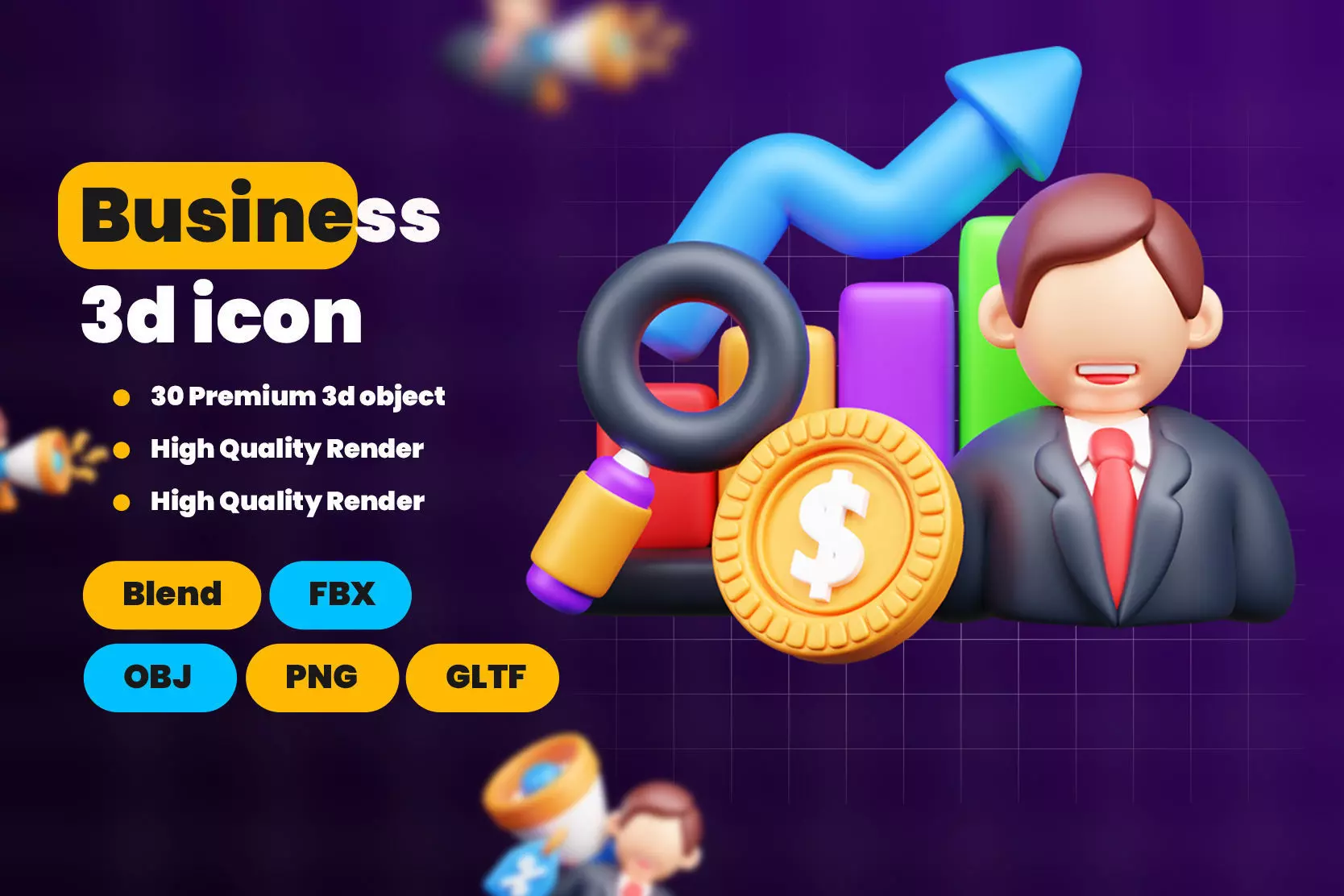 3D Business and Marketing Icon Pack 30 High Quality Illustration 3D model_1