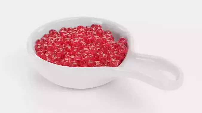 Red Caviar - Appetizer Spoon with Fish Roe Serving Setup 3D model 4