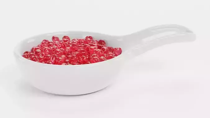 Red Caviar - Appetizer Spoon with Fish Roe Serving Setup 3D model 5