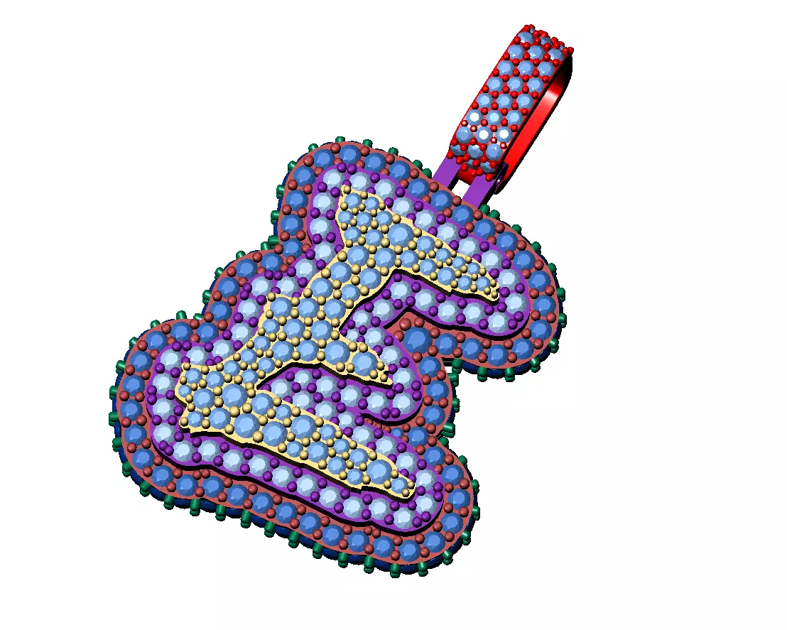 Triple layer Hip Hop Pendant 3D print model_9