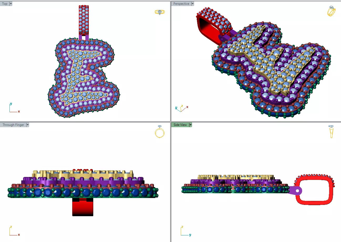 Triple layer Hip Hop Pendant 3D print model_11