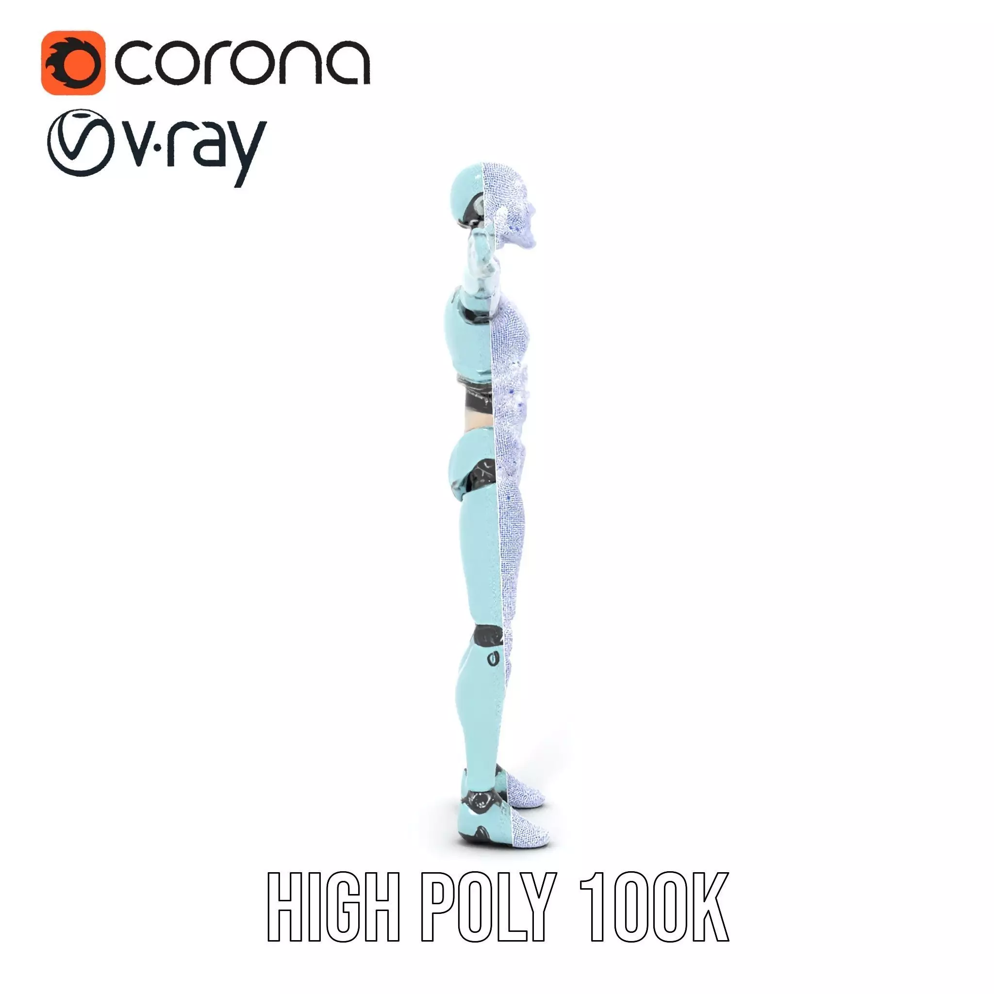 Aqua Android Humanoid model pack Low-poly 3D model_8