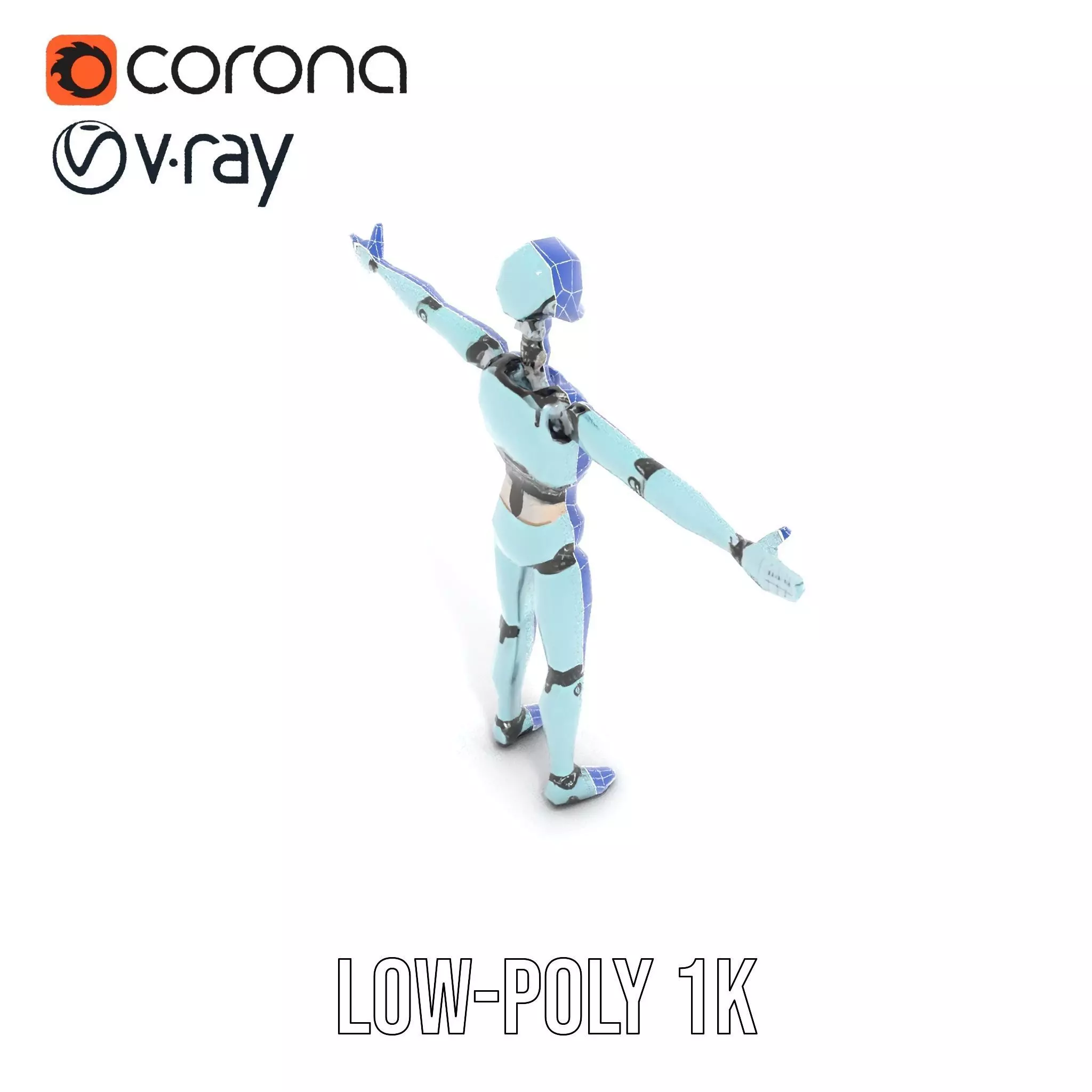 Aqua Android Humanoid model pack Low-poly 3D model_22