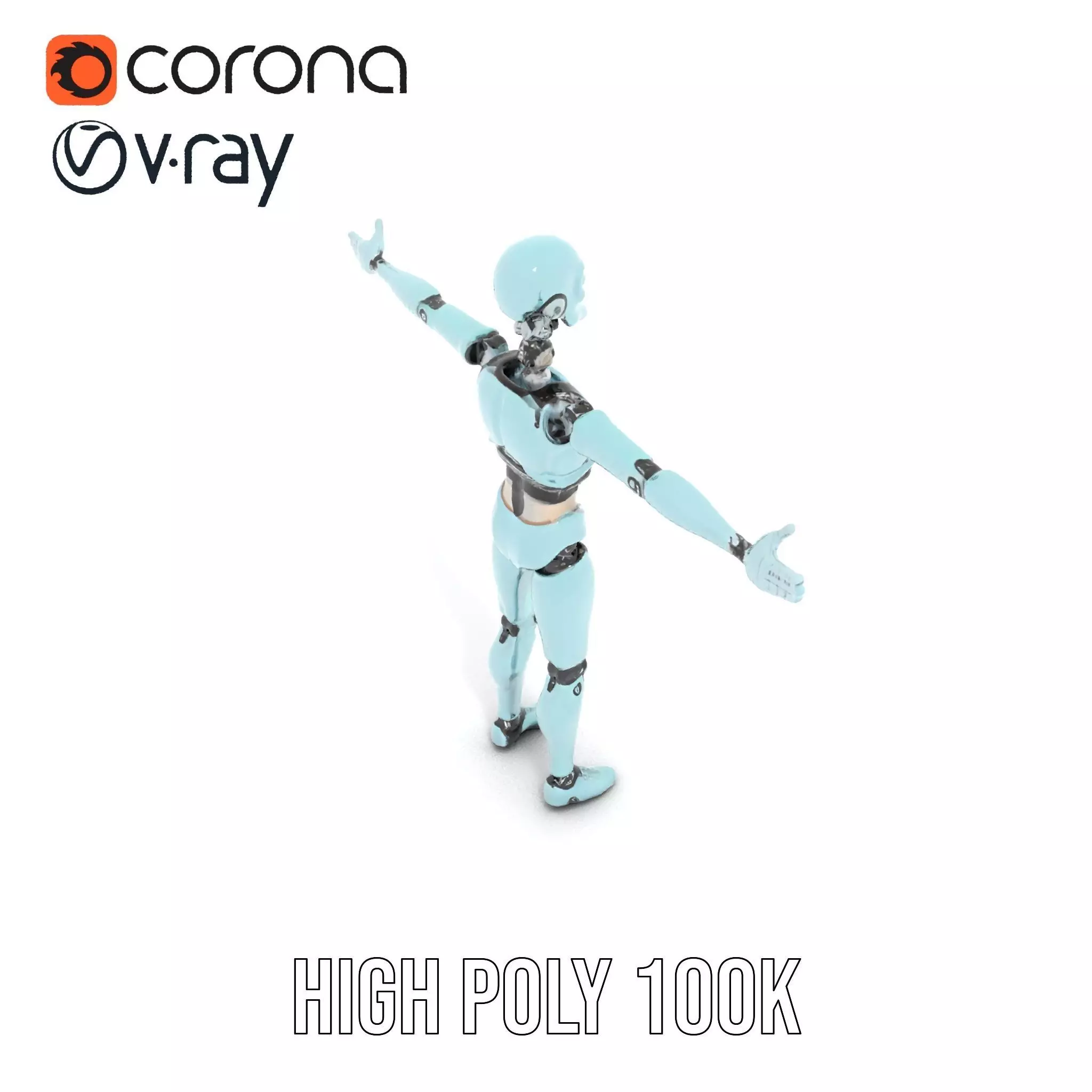 Aqua Android Humanoid model pack Low-poly 3D model_10