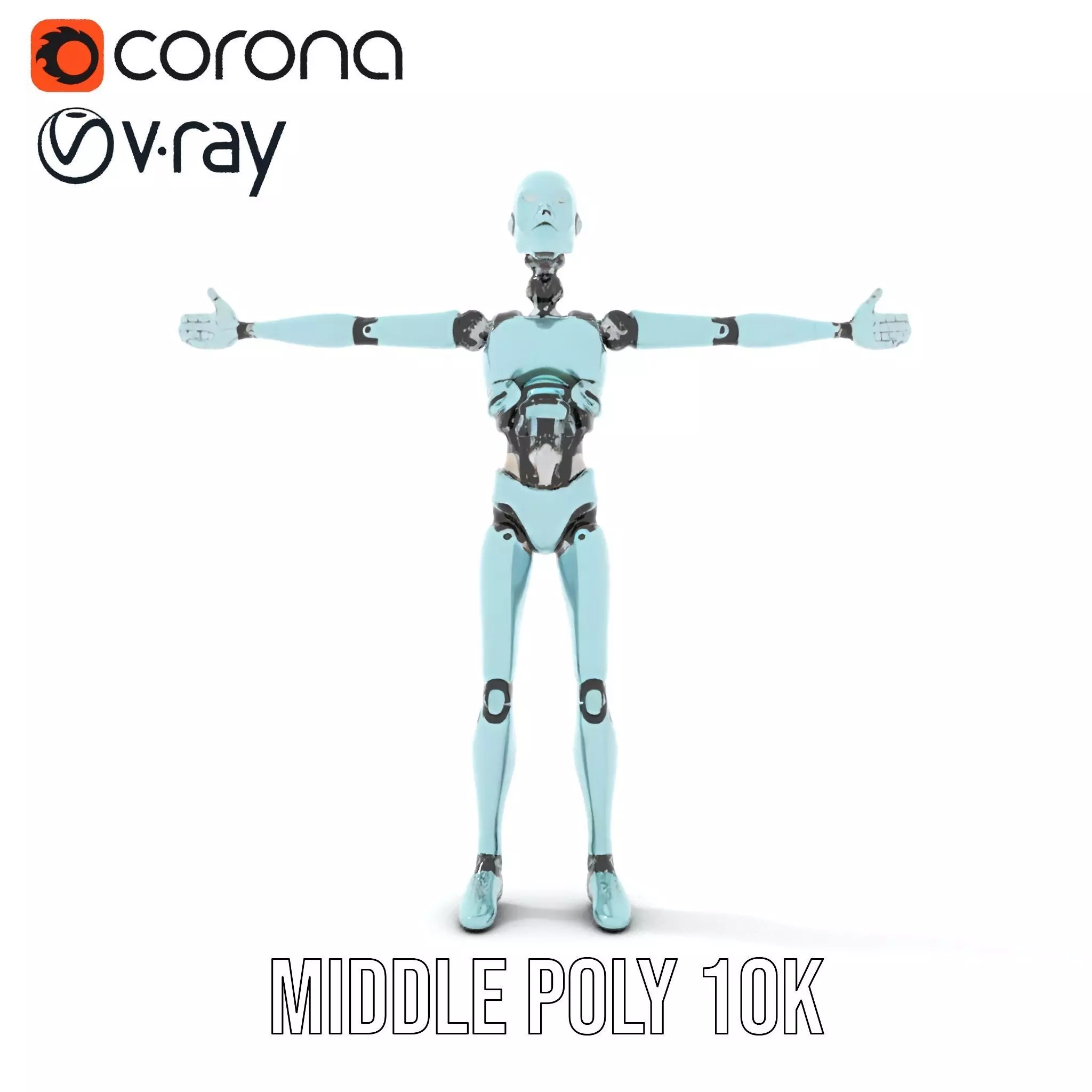 Aqua Android Humanoid model pack Low-poly 3D model_5