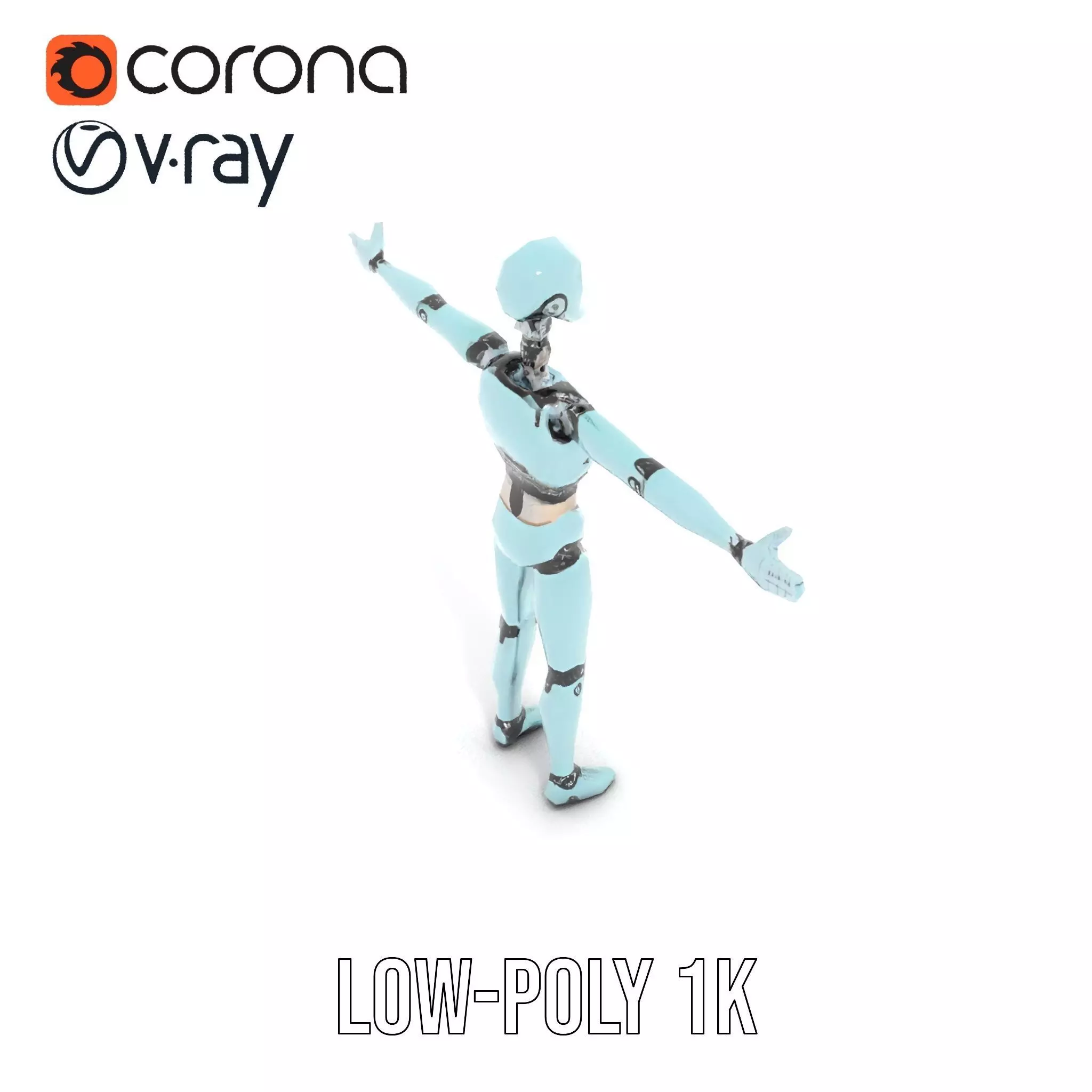 Aqua Android Humanoid model pack Low-poly 3D model_12